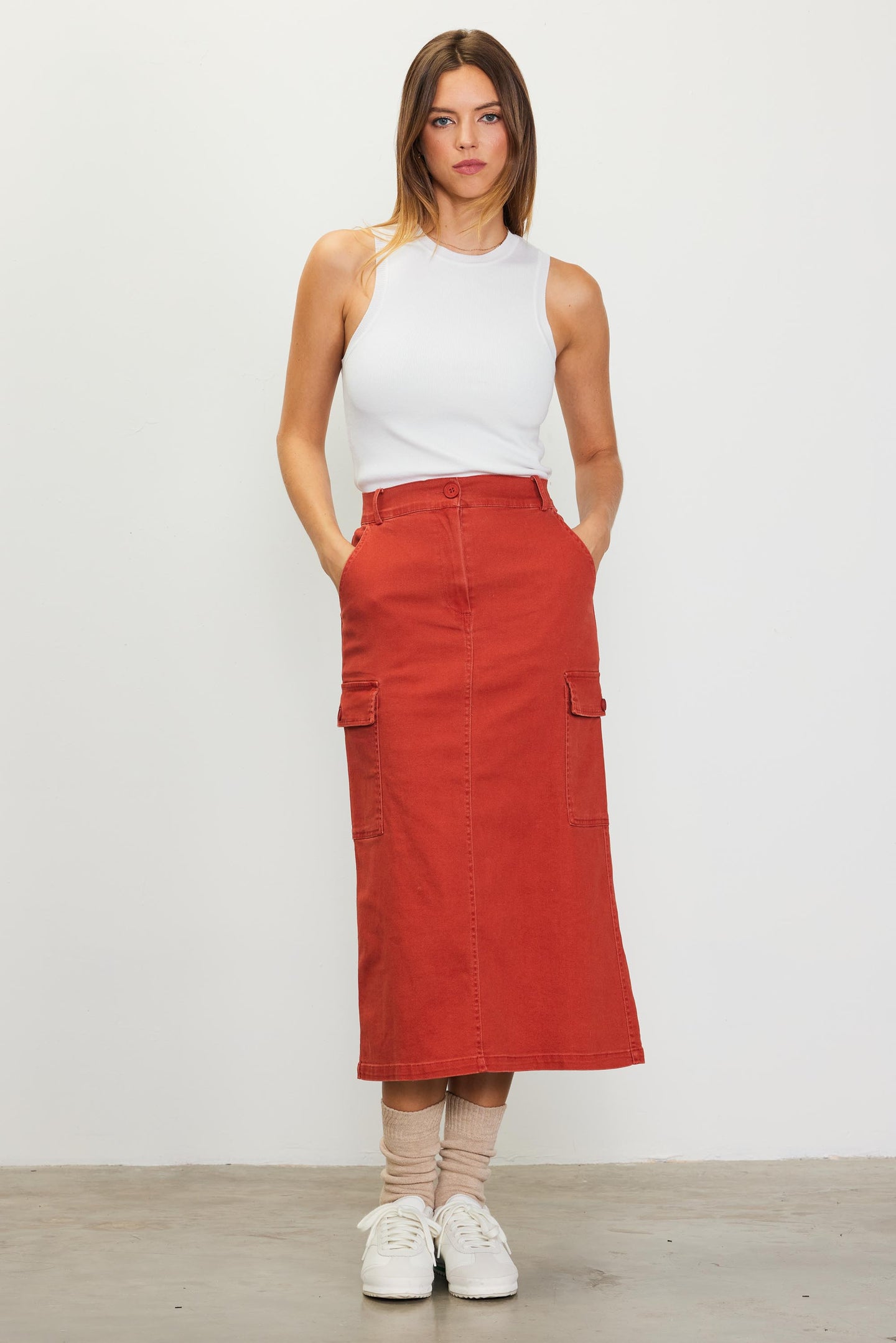 Cotton Twill Cargo Skirt