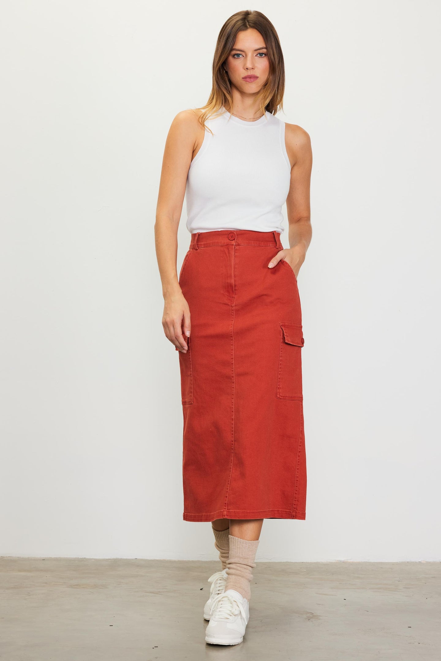 Cotton Twill Cargo Skirt