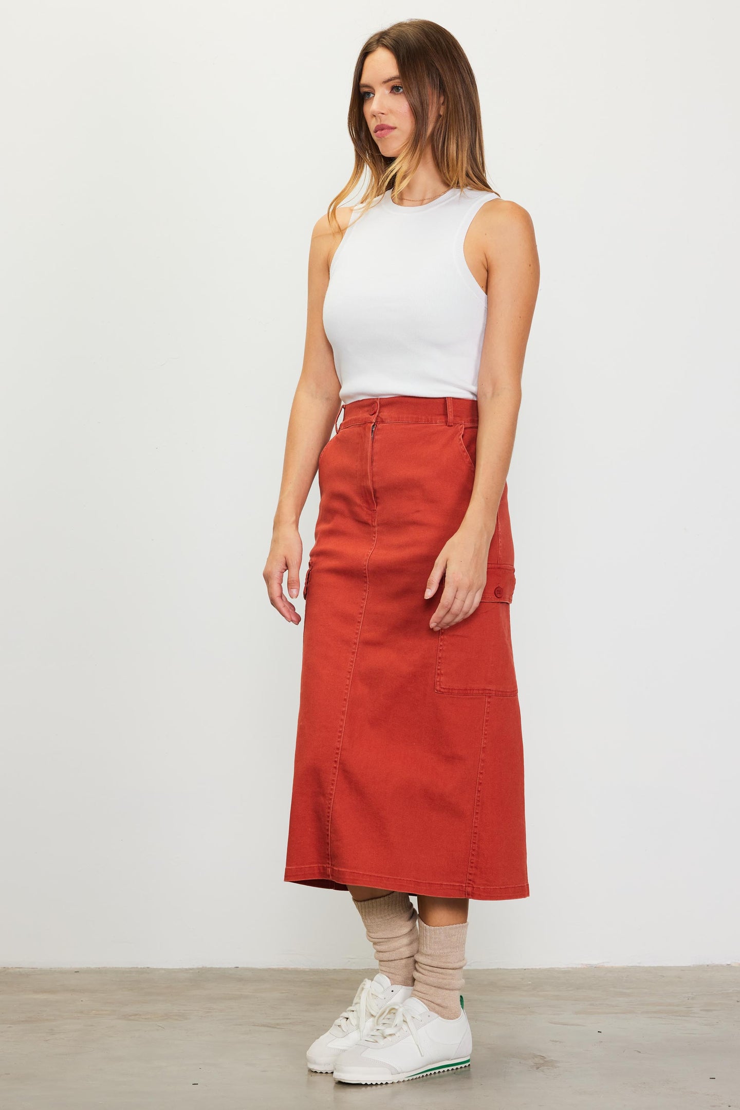 Cotton Twill Cargo Skirt