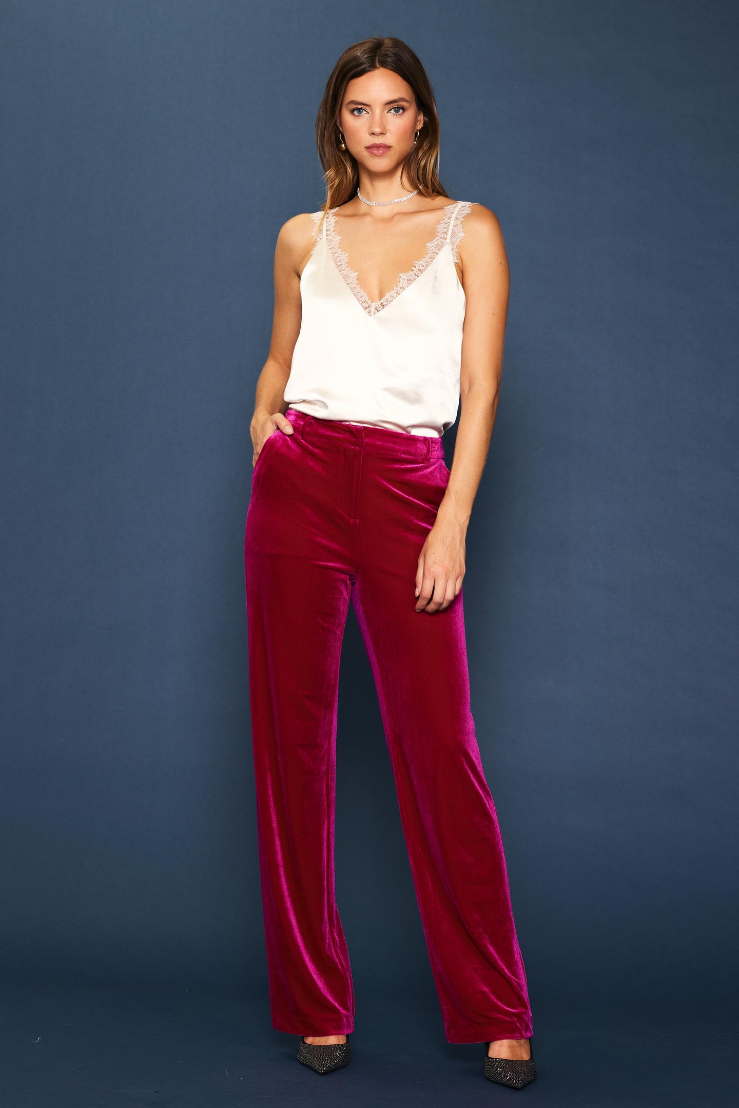 Velvet Wide Leg Pants