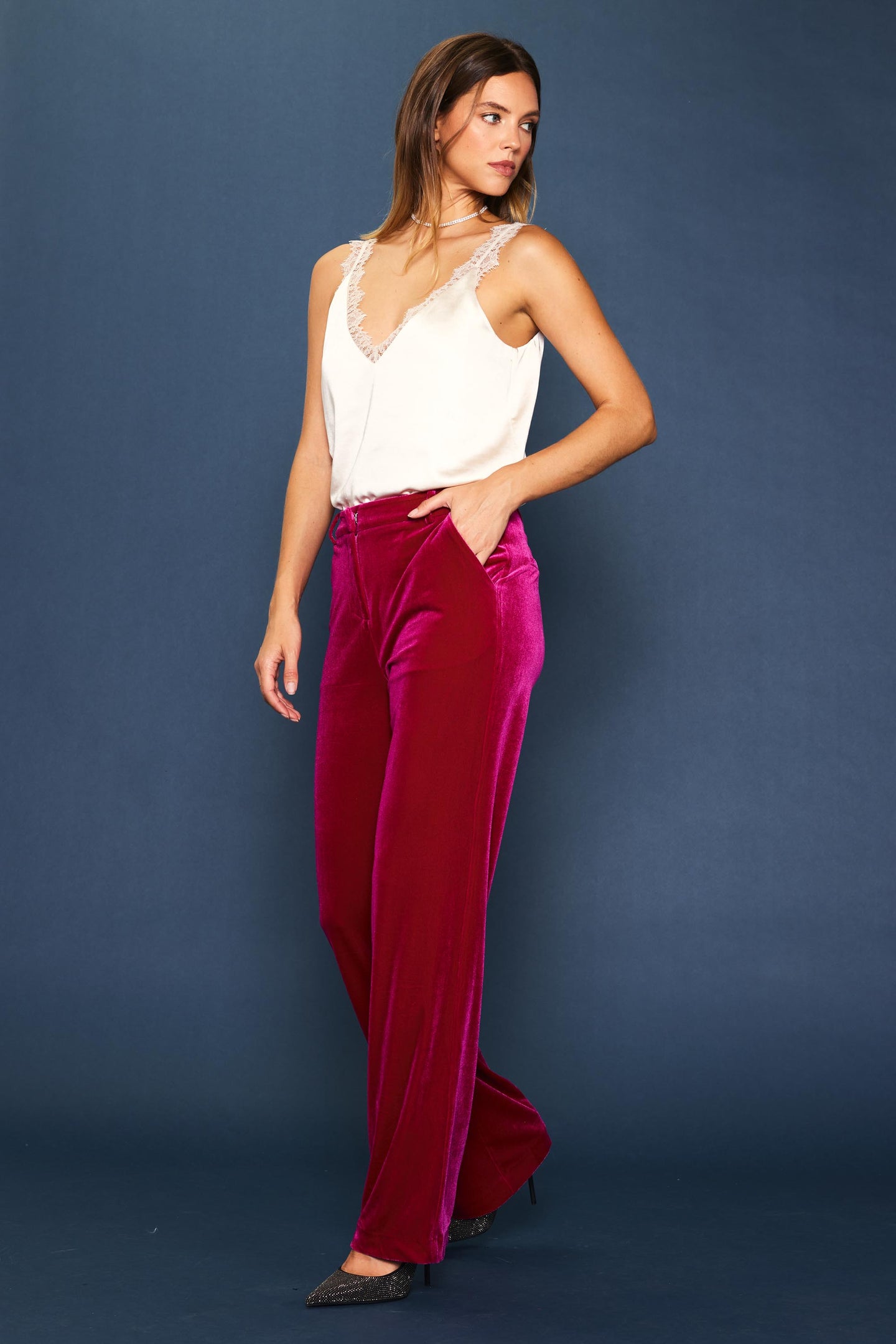 Velvet Wide Leg Pants