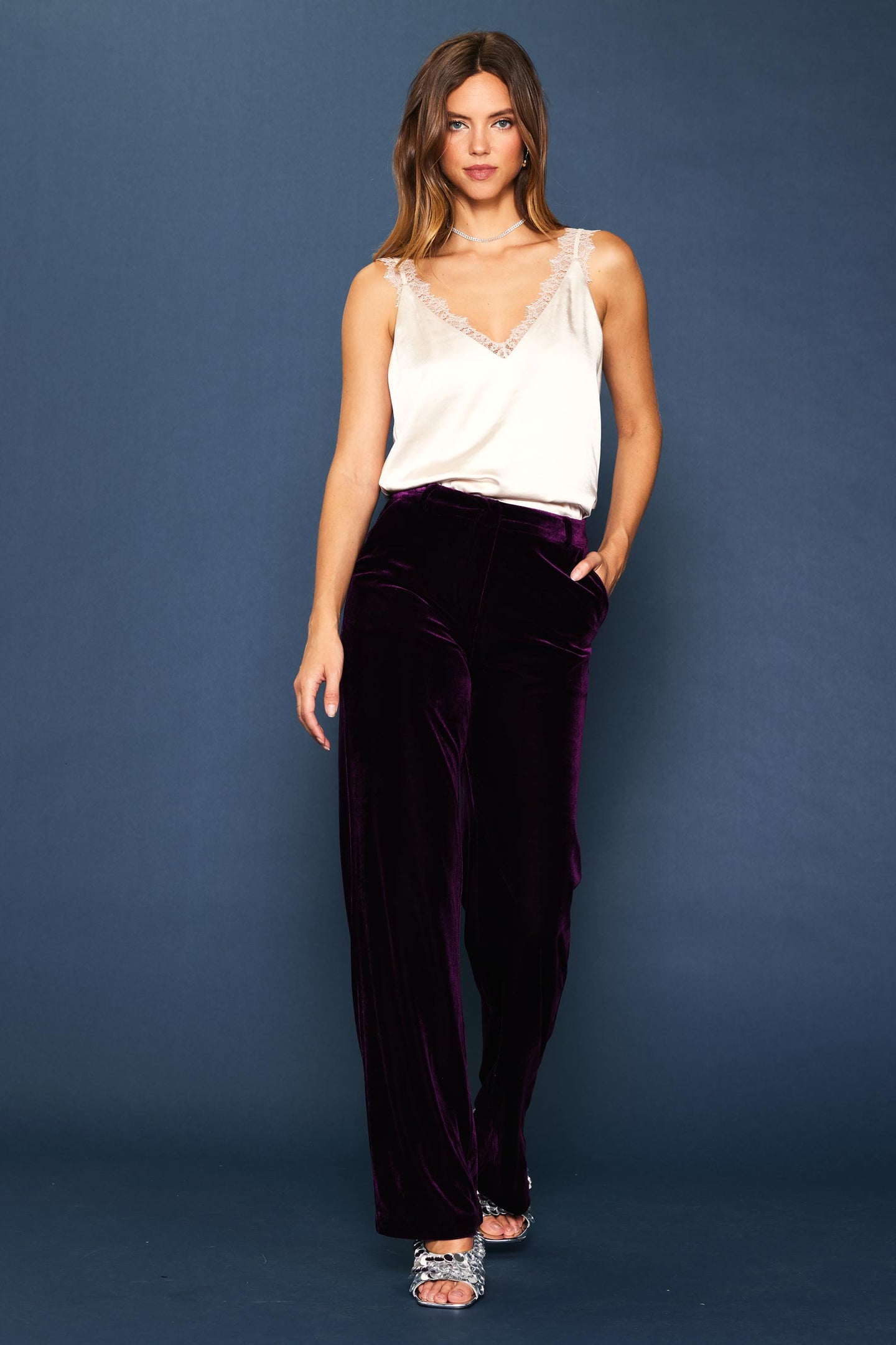 Velvet Wide Leg Pants