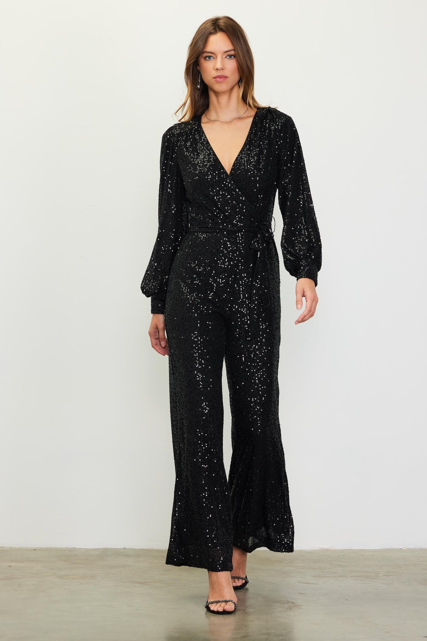 Sequin Wrap Jumpsuit