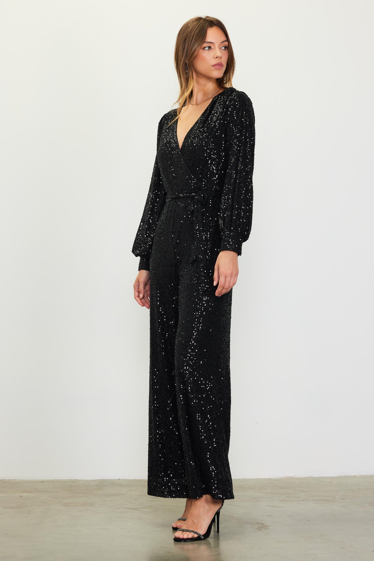 Sequin Wrap Jumpsuit