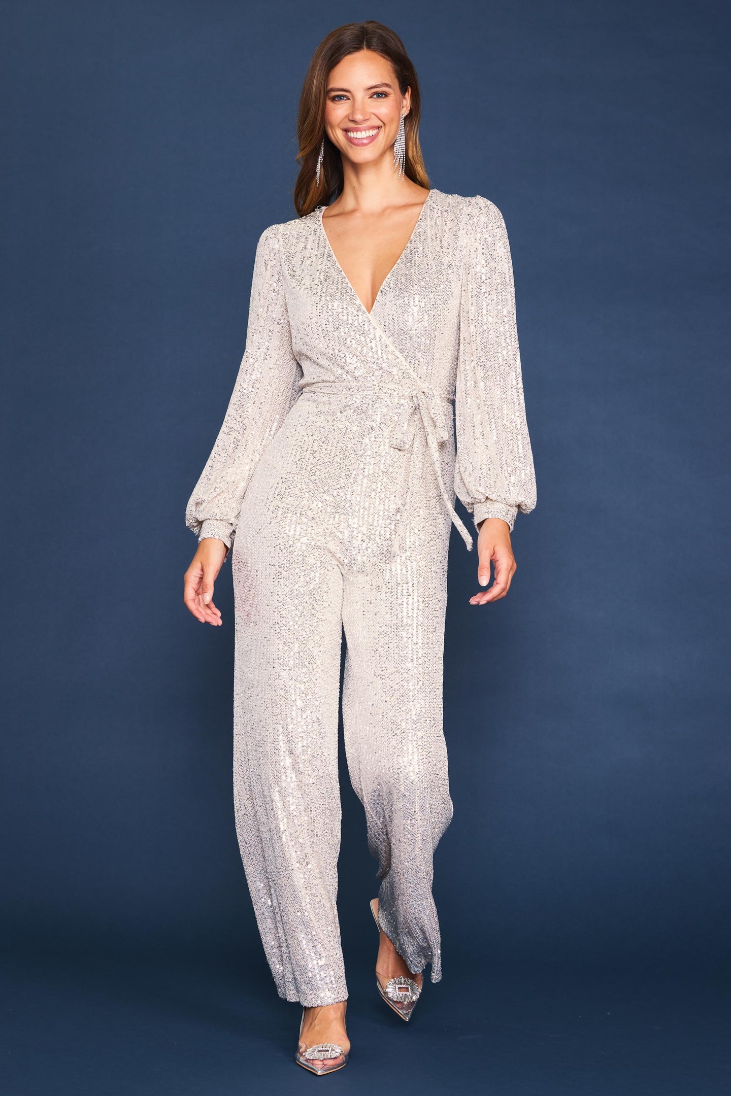 Sequin Wrap Jumpsuit