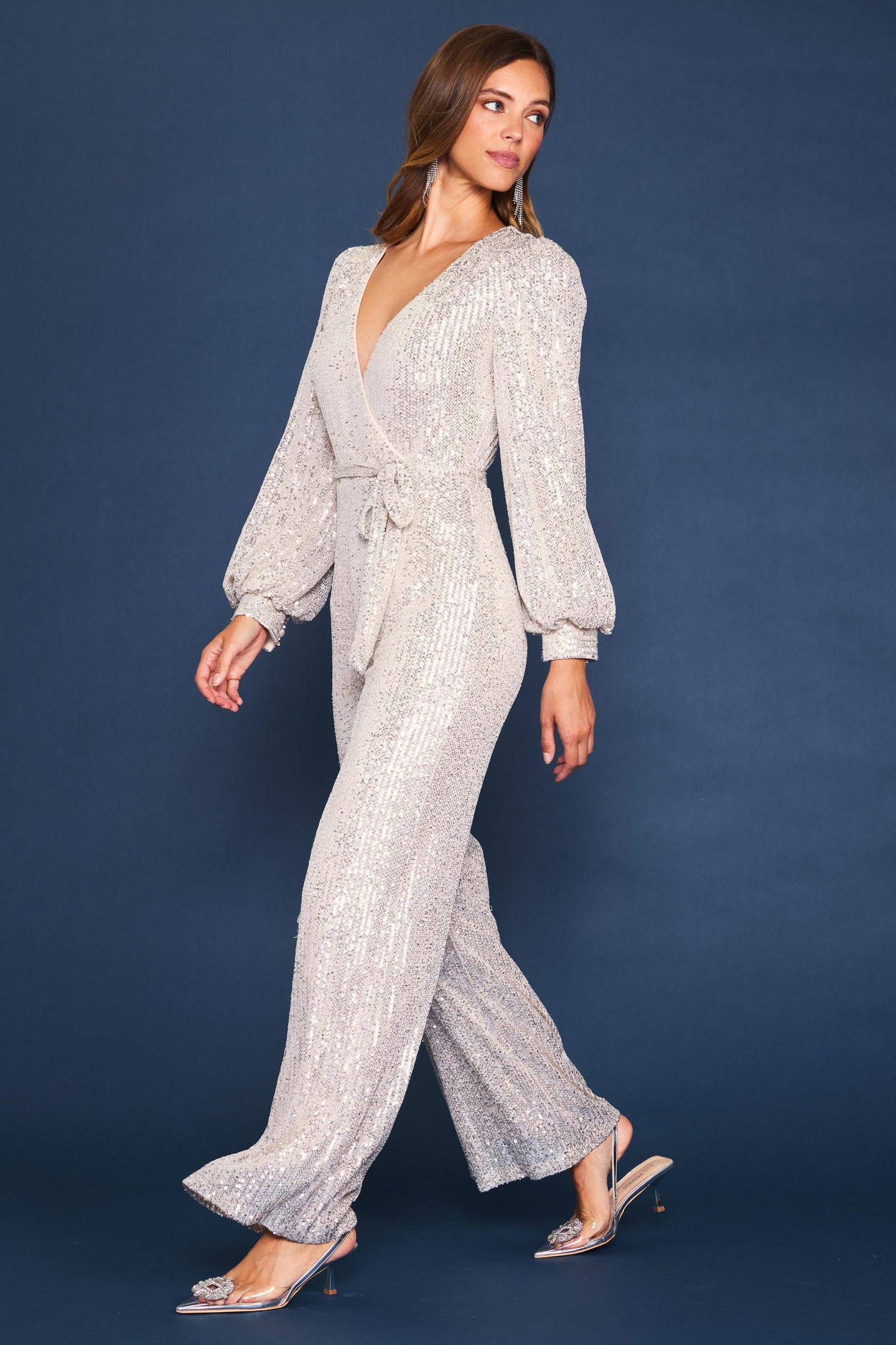 Sequin Wrap Jumpsuit