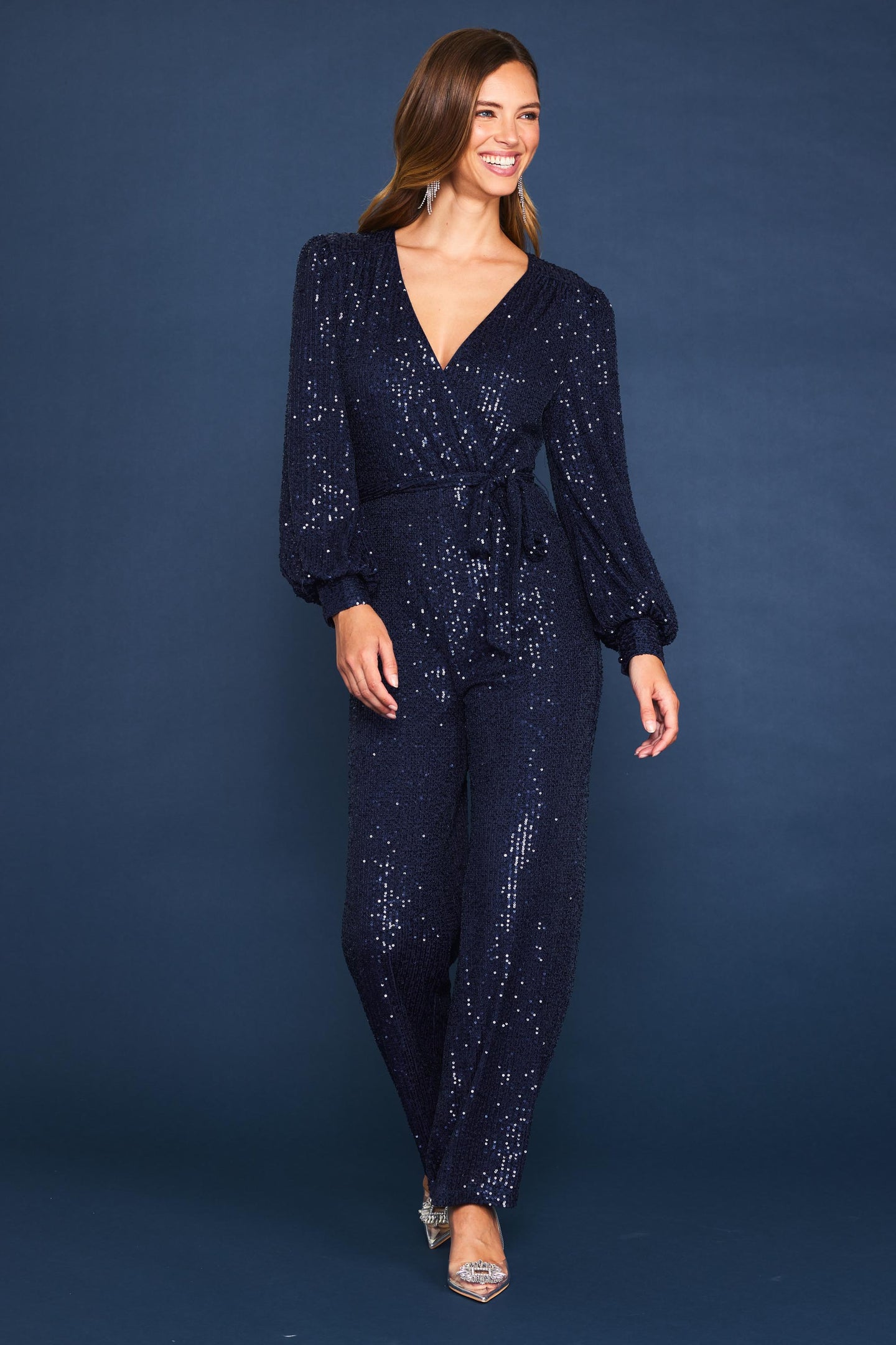 Sequin Wrap Jumpsuit