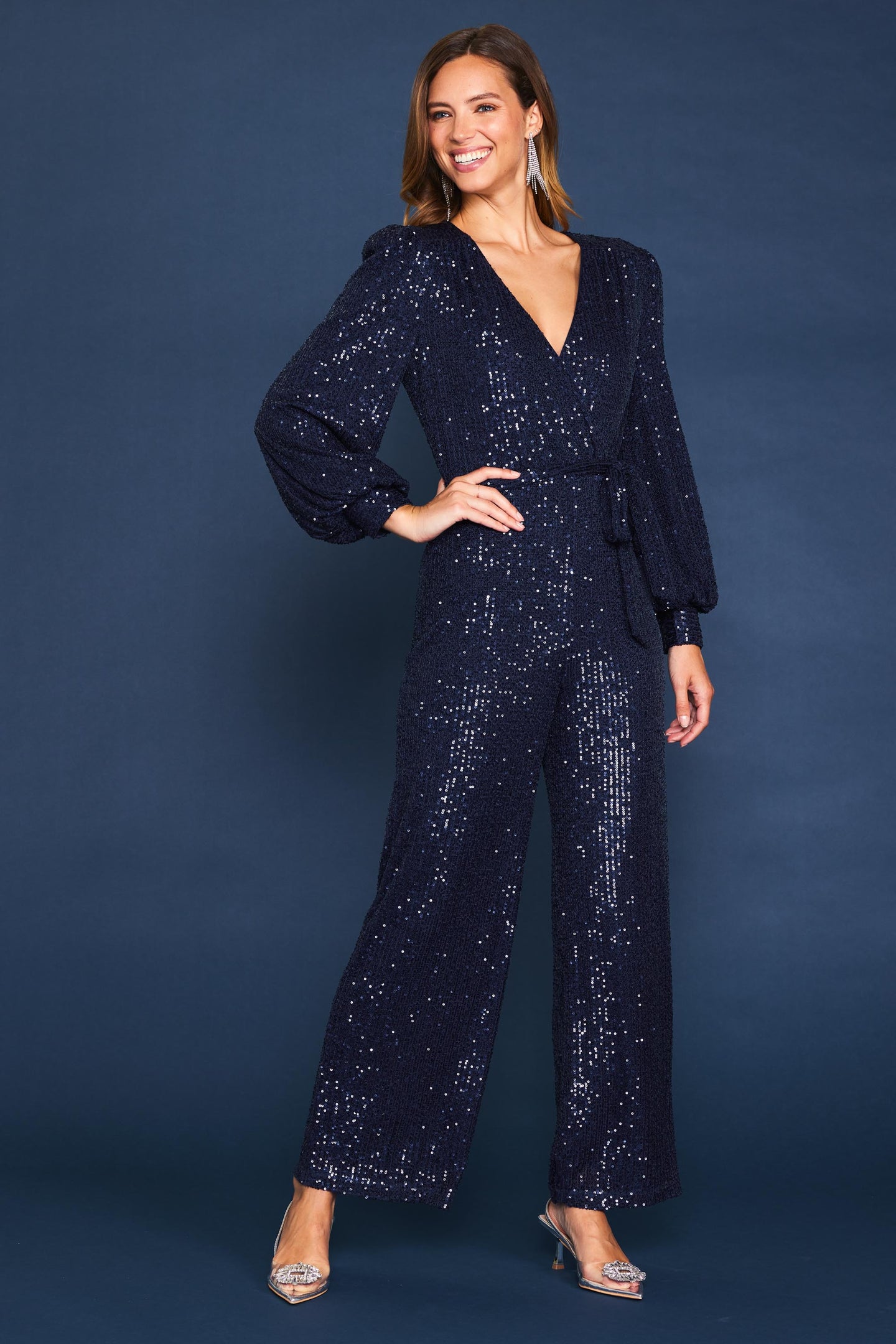 Sequin Wrap Jumpsuit