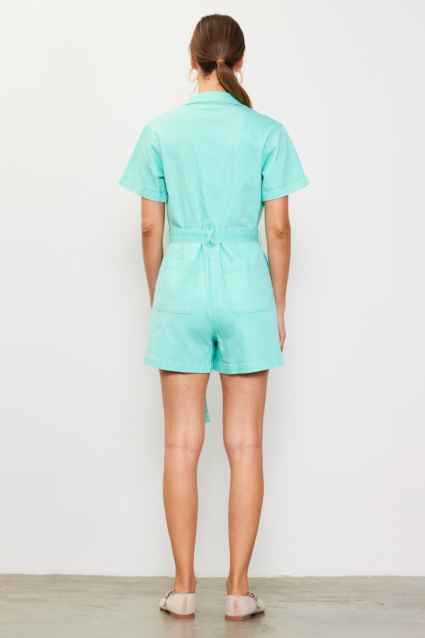 Washed Twill Utility Romper