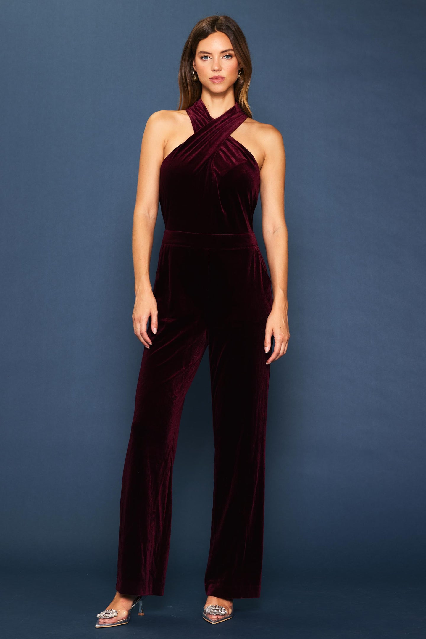 Velvet Halter Neck Jumpsuit