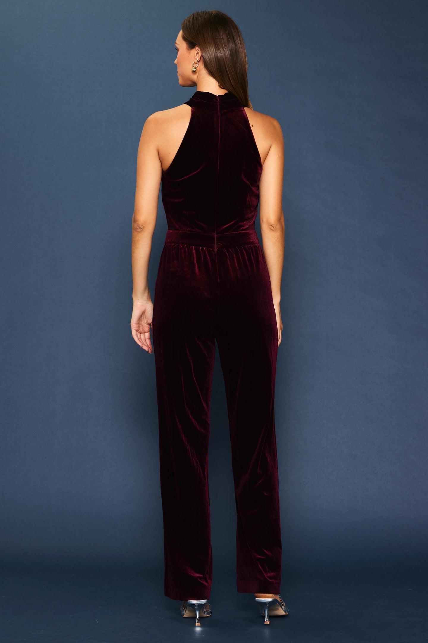 Velvet Halter Neck Jumpsuit