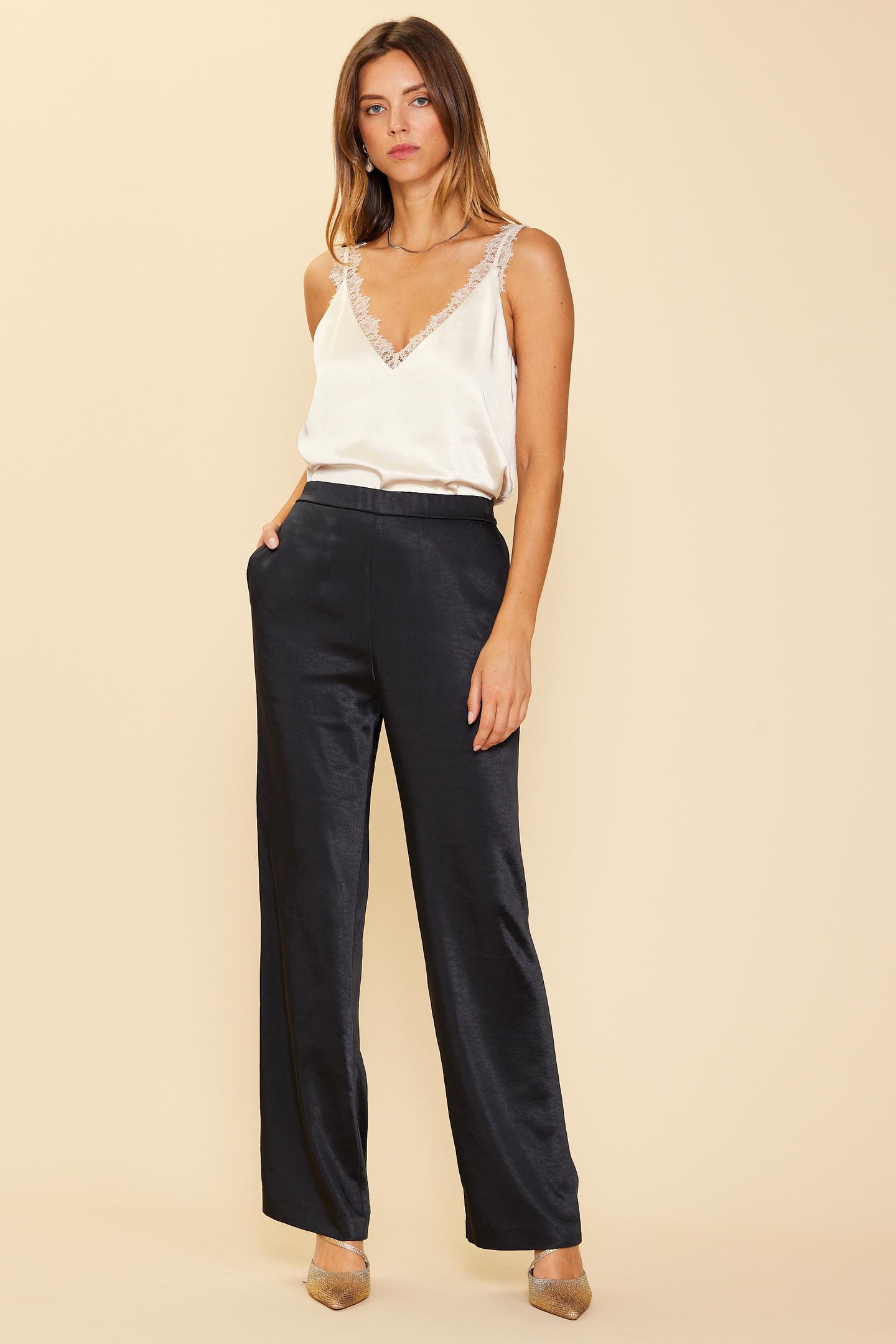 Satin Straight Leg Pant