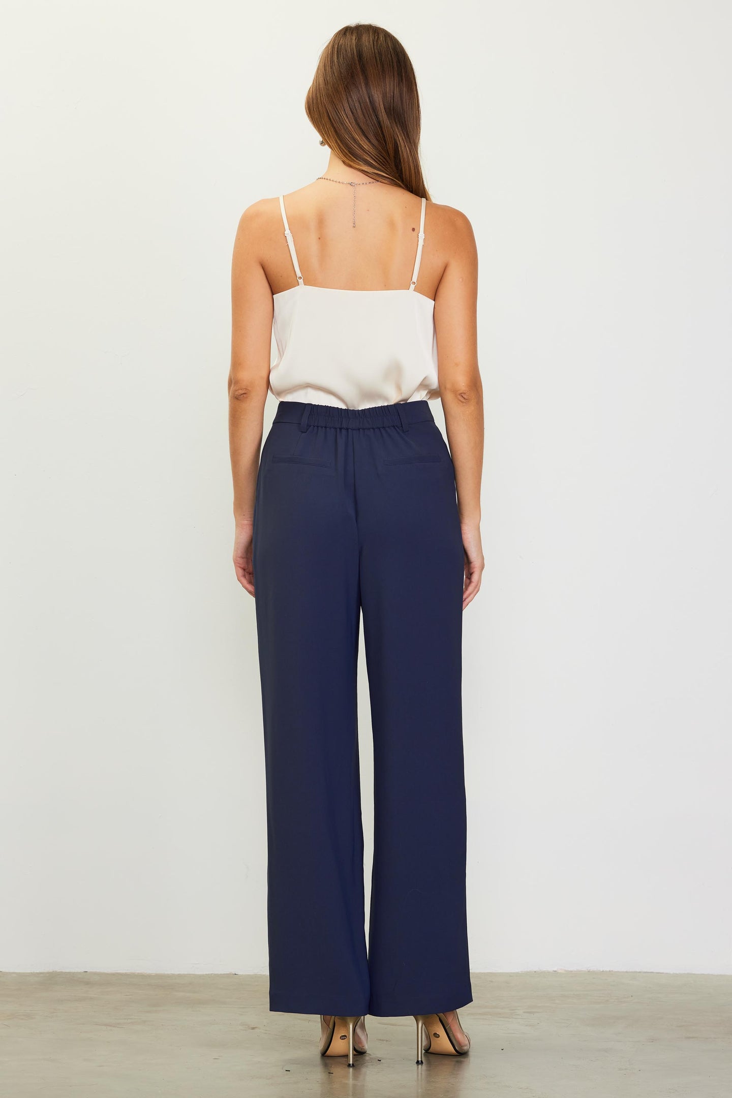 Pintuck Wide Leg Trousers