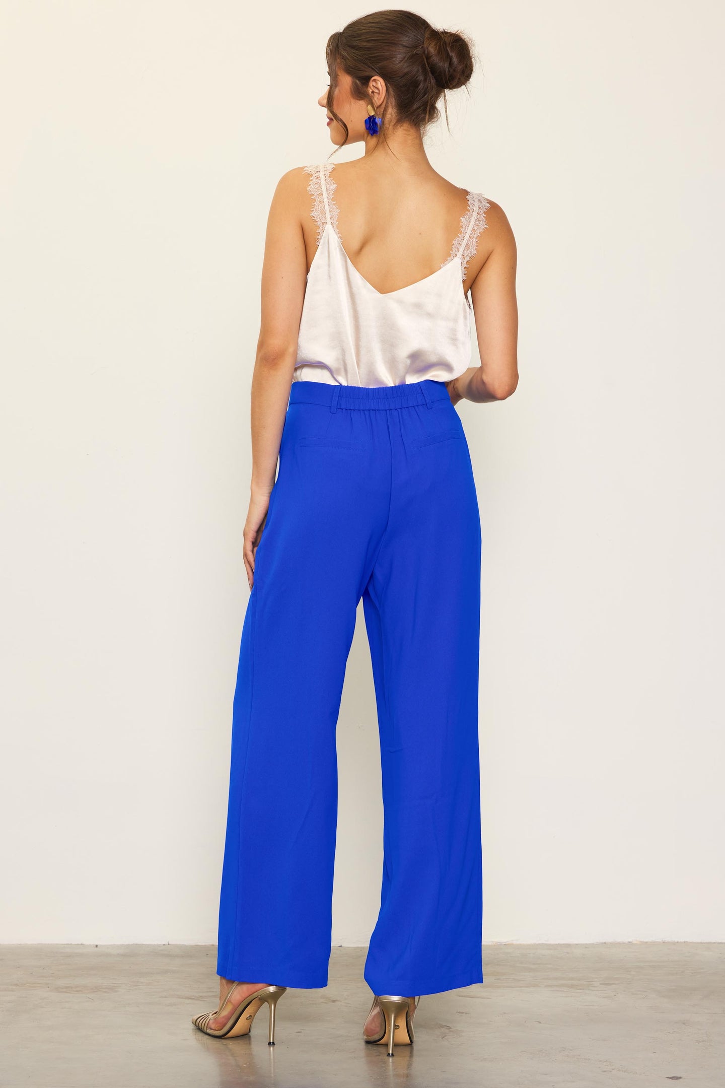 Pintuck Wide Leg Trousers