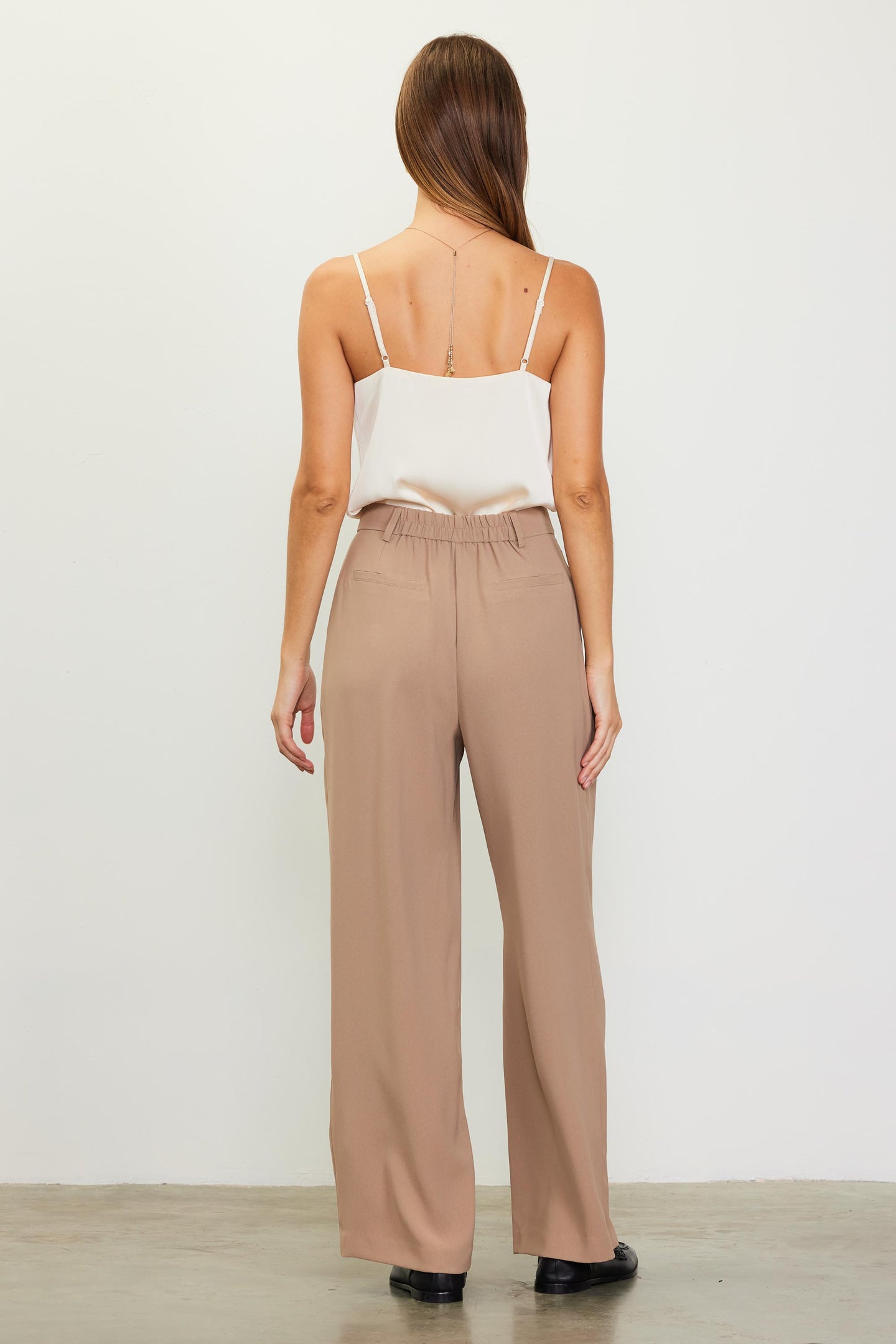 Pintuck Wide Leg Trousers