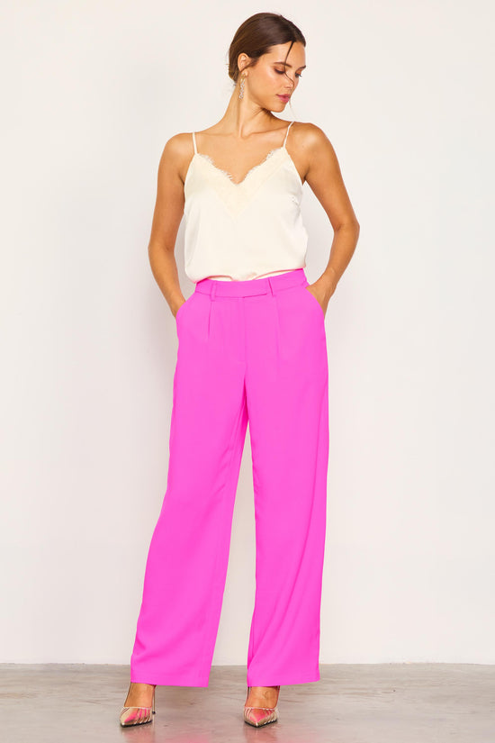 Pintuck Wide Leg Trousers