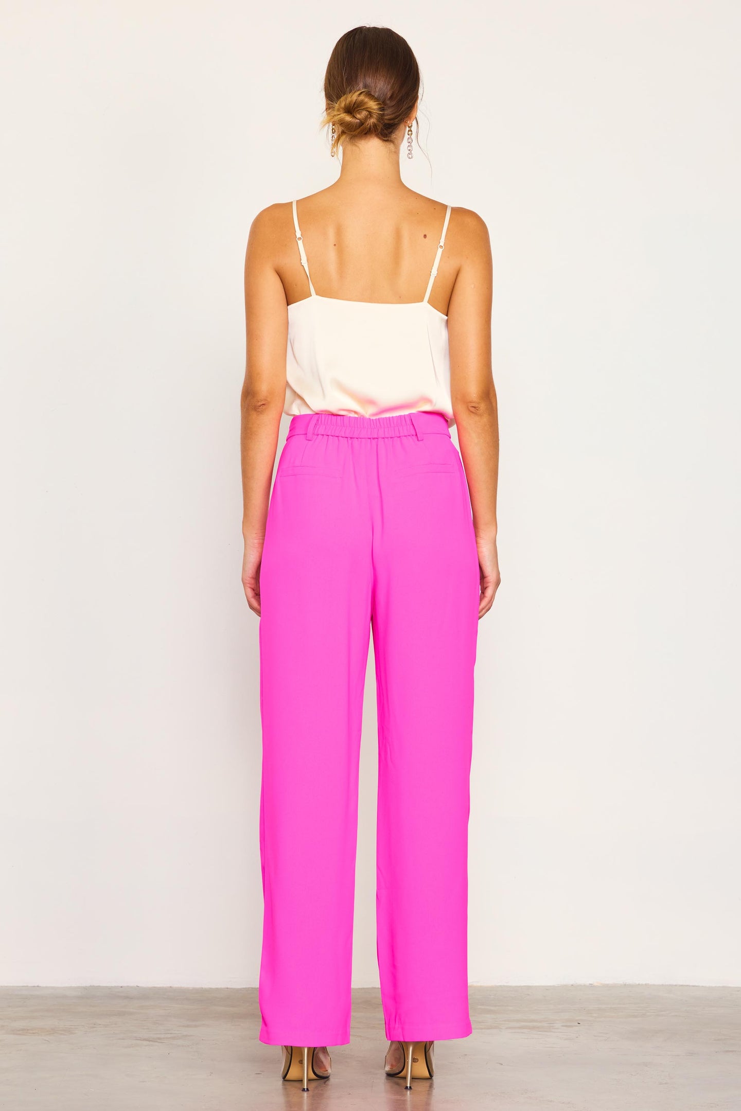 Pintuck Wide Leg Trousers