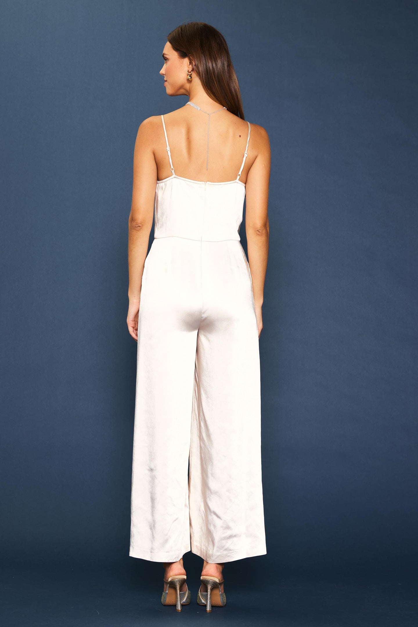 Cowl Neckline Satin Jumpsuit