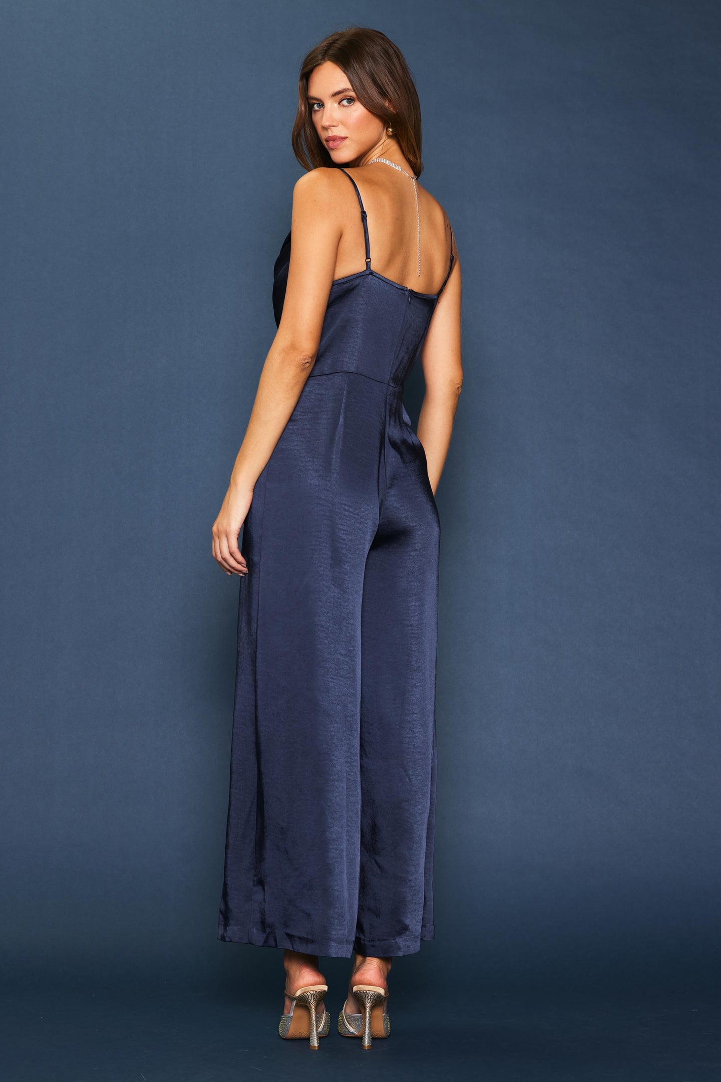 Cowl Neckline Satin Jumpsuit