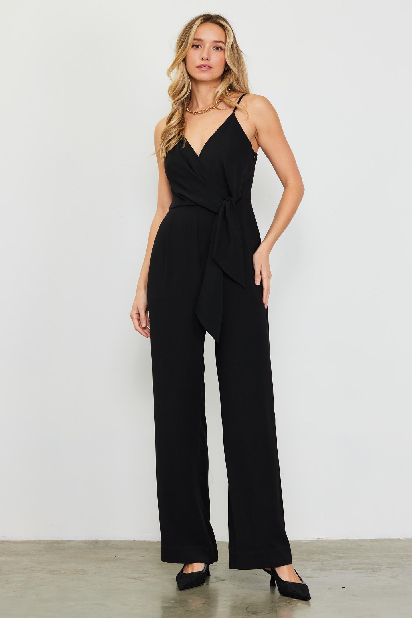 Waist Tie Detail Sleeveless Jumpsuit