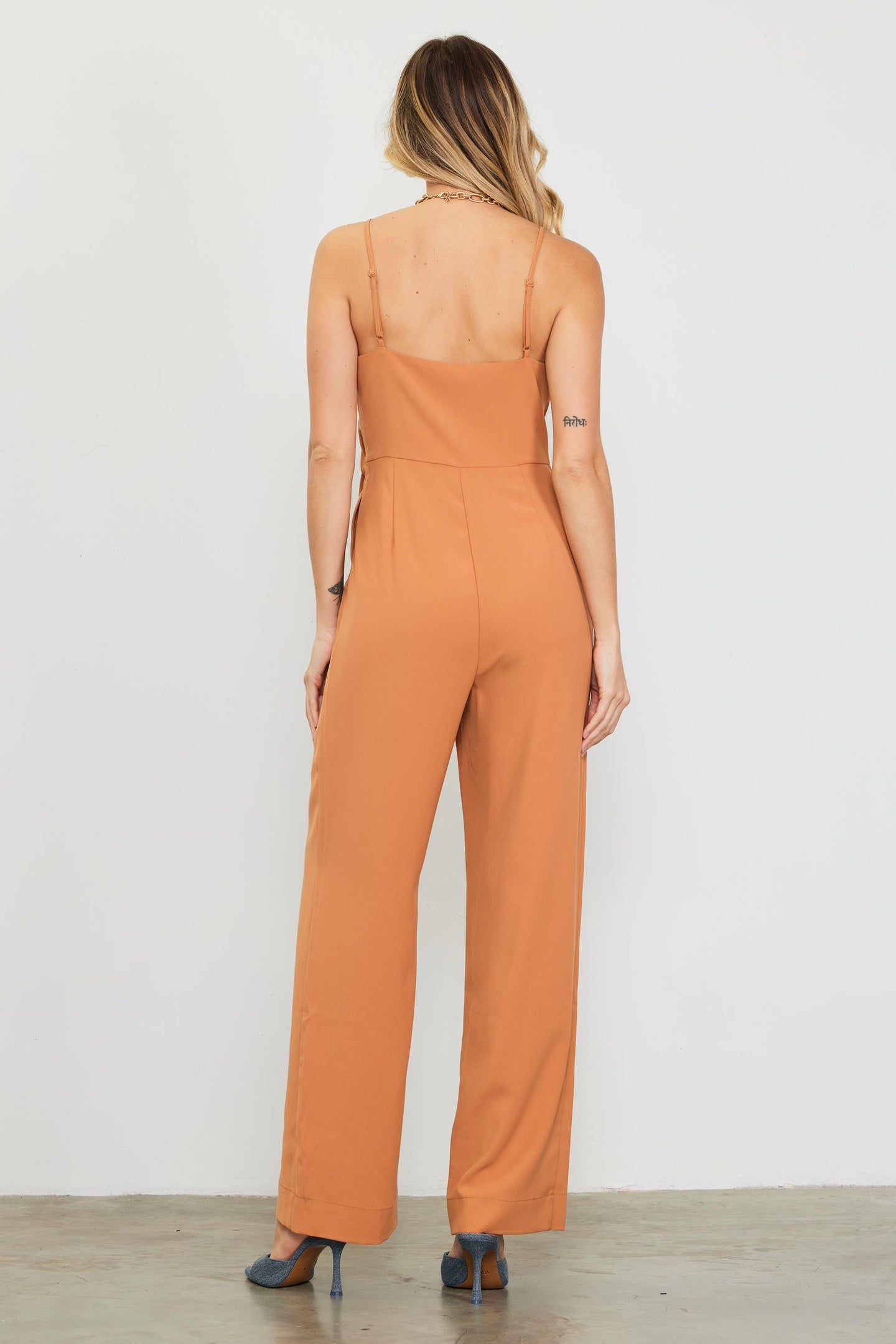 Waist Tie Detail Sleeveless Jumpsuit