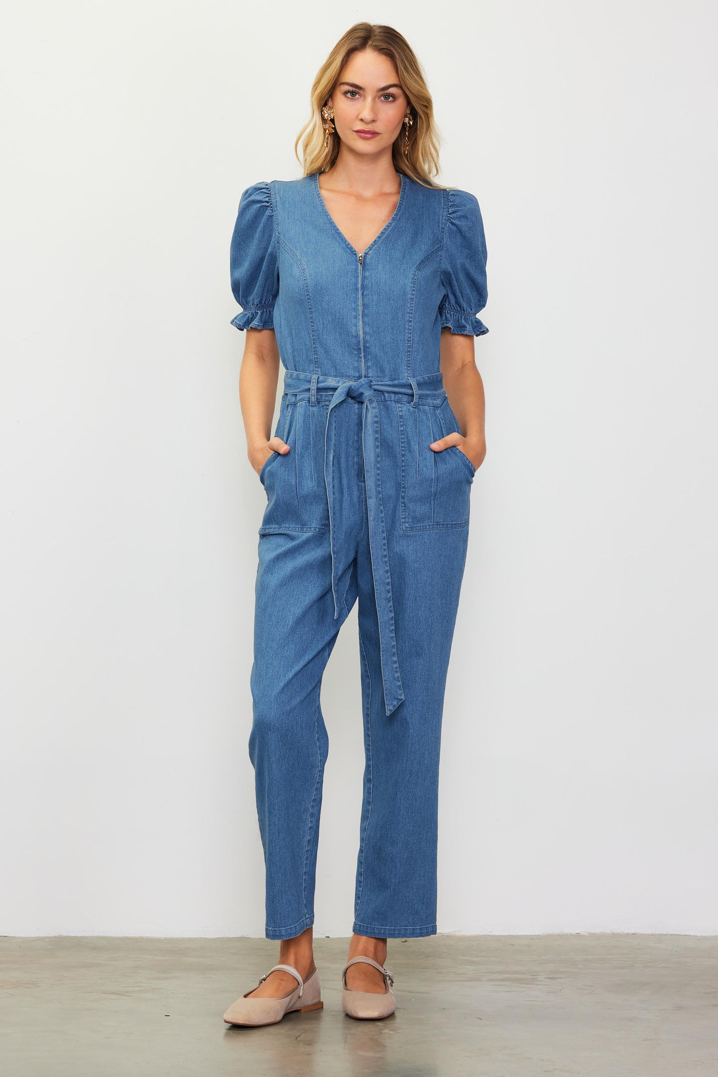 Light Washed Denim Jumpsuit