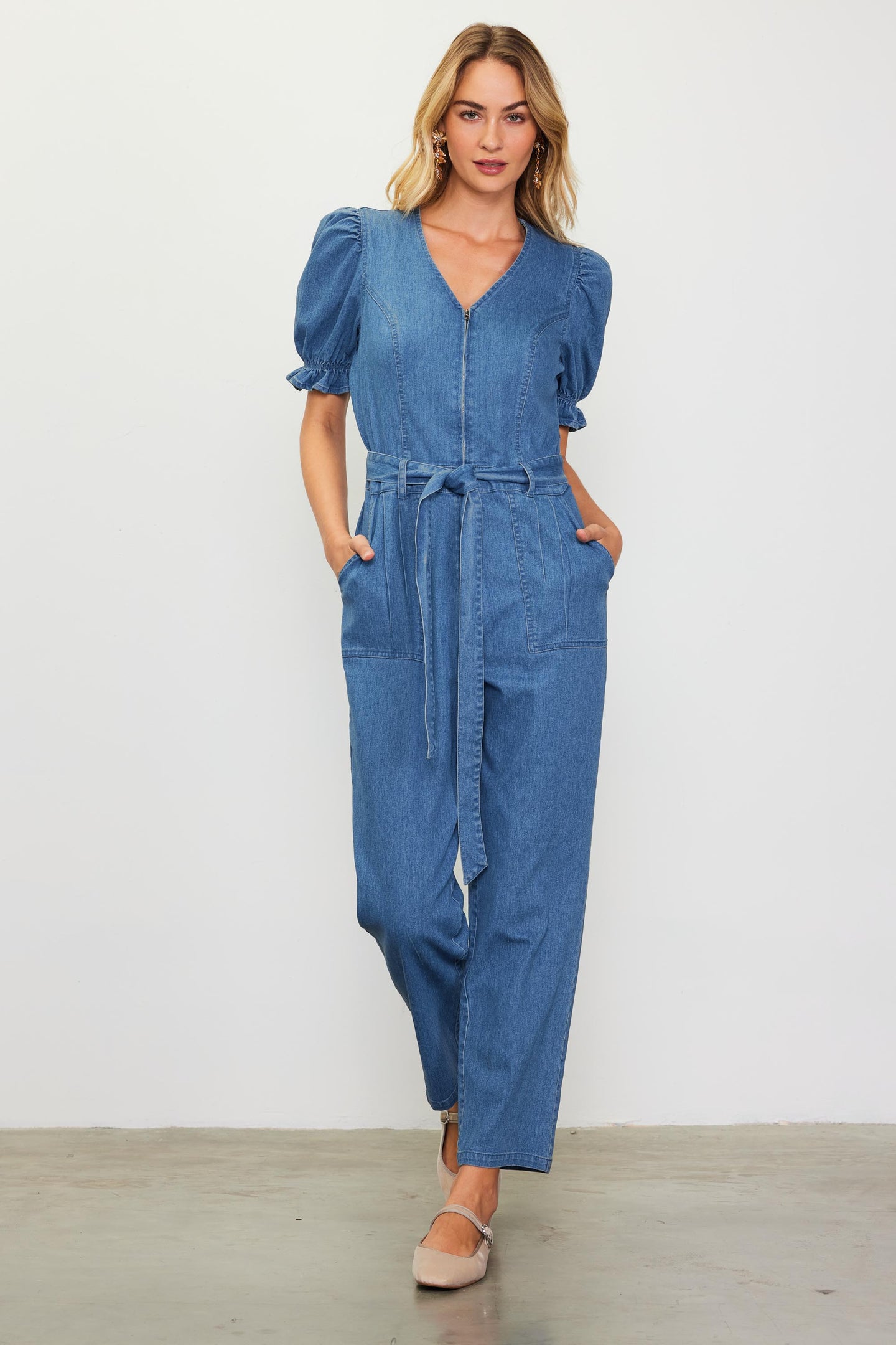 Light Washed Denim Jumpsuit