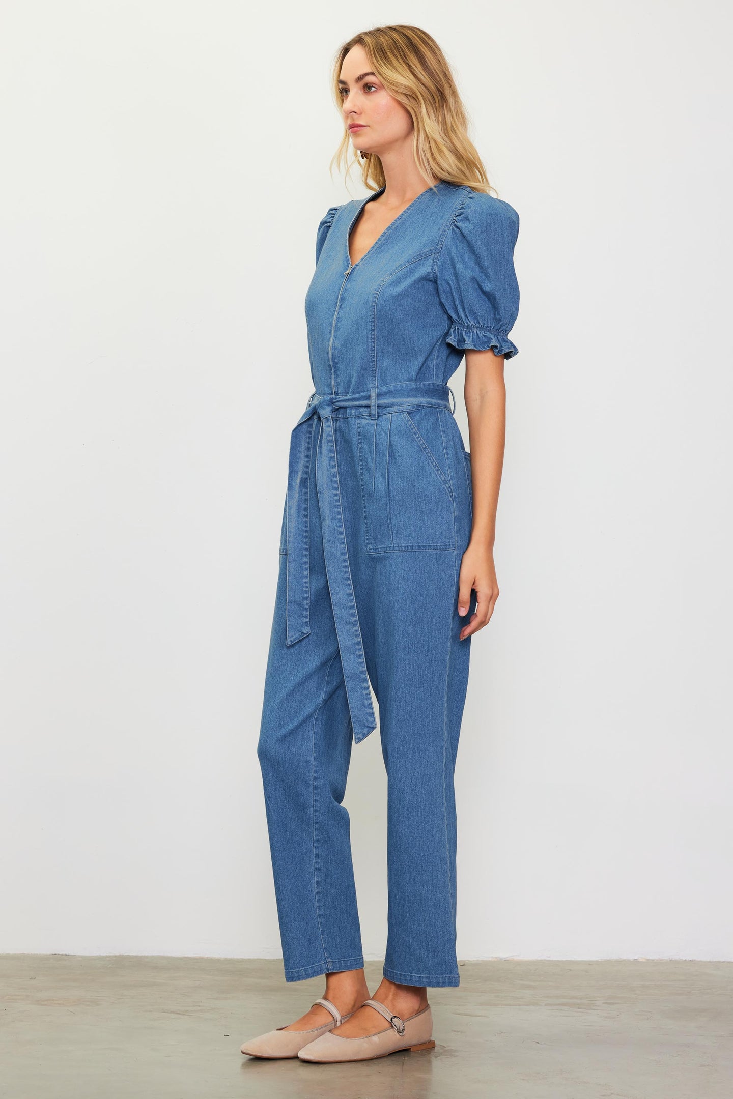 Light Washed Denim Jumpsuit