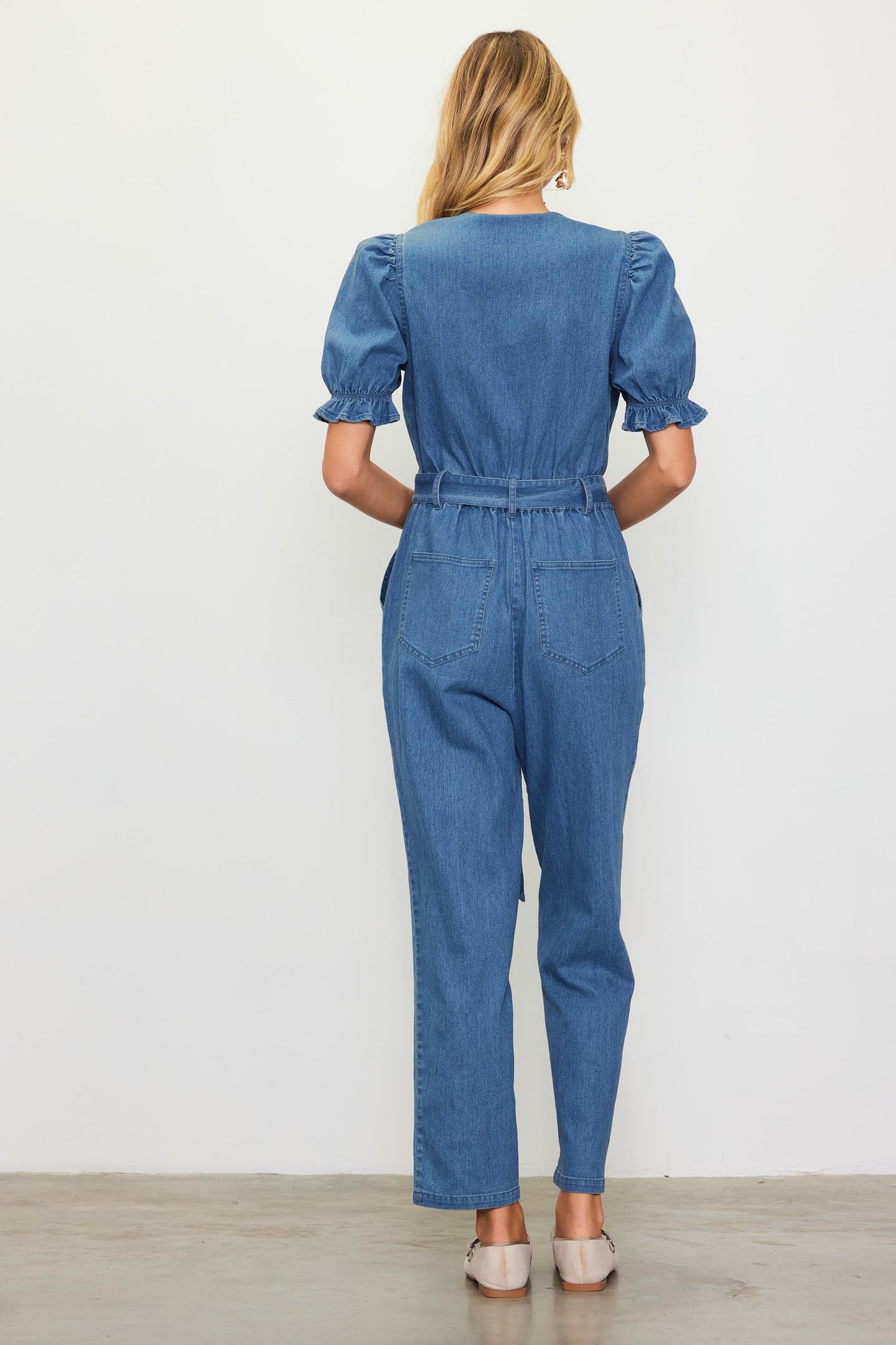 Light Washed Denim Jumpsuit