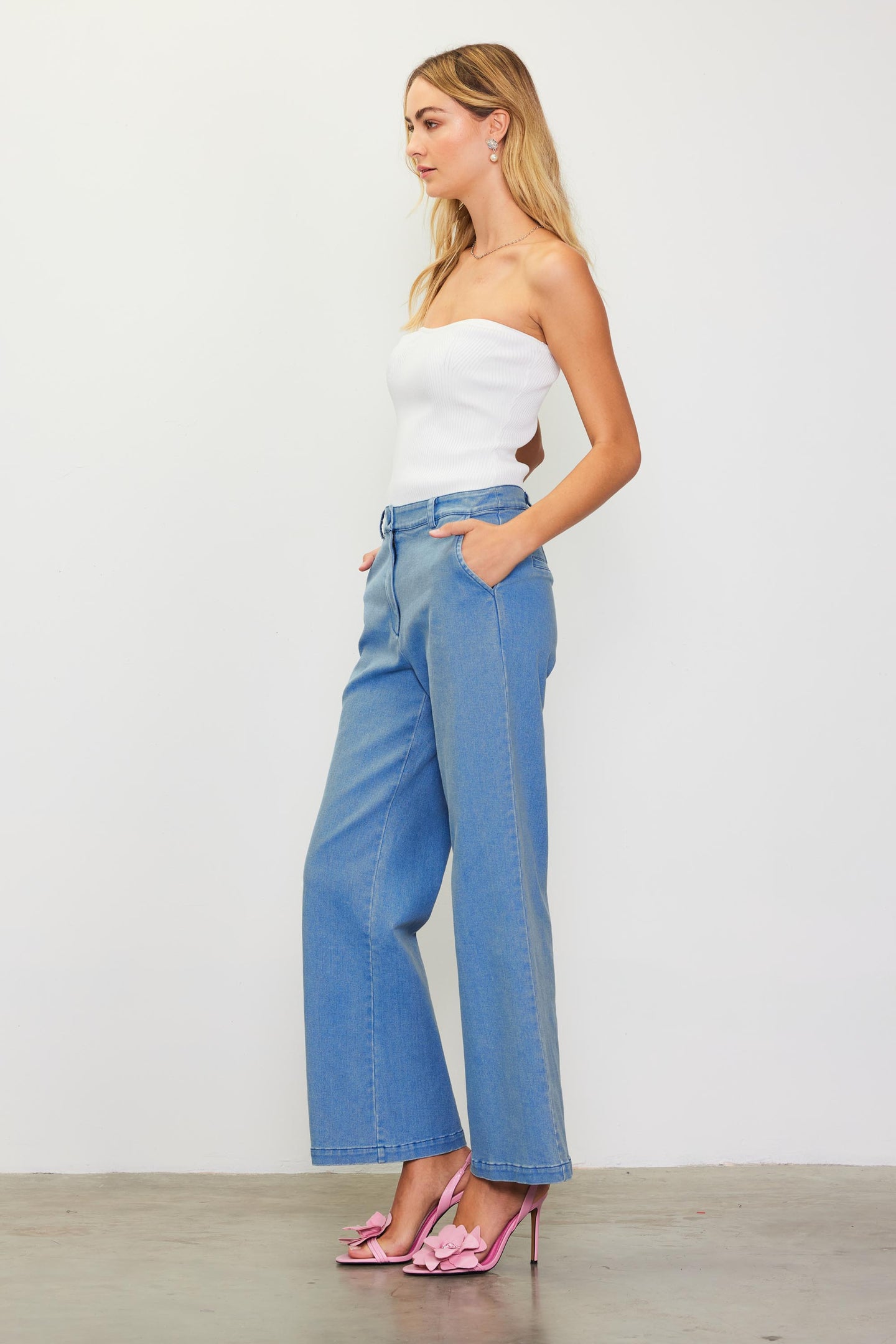 Washed Denim Trousers