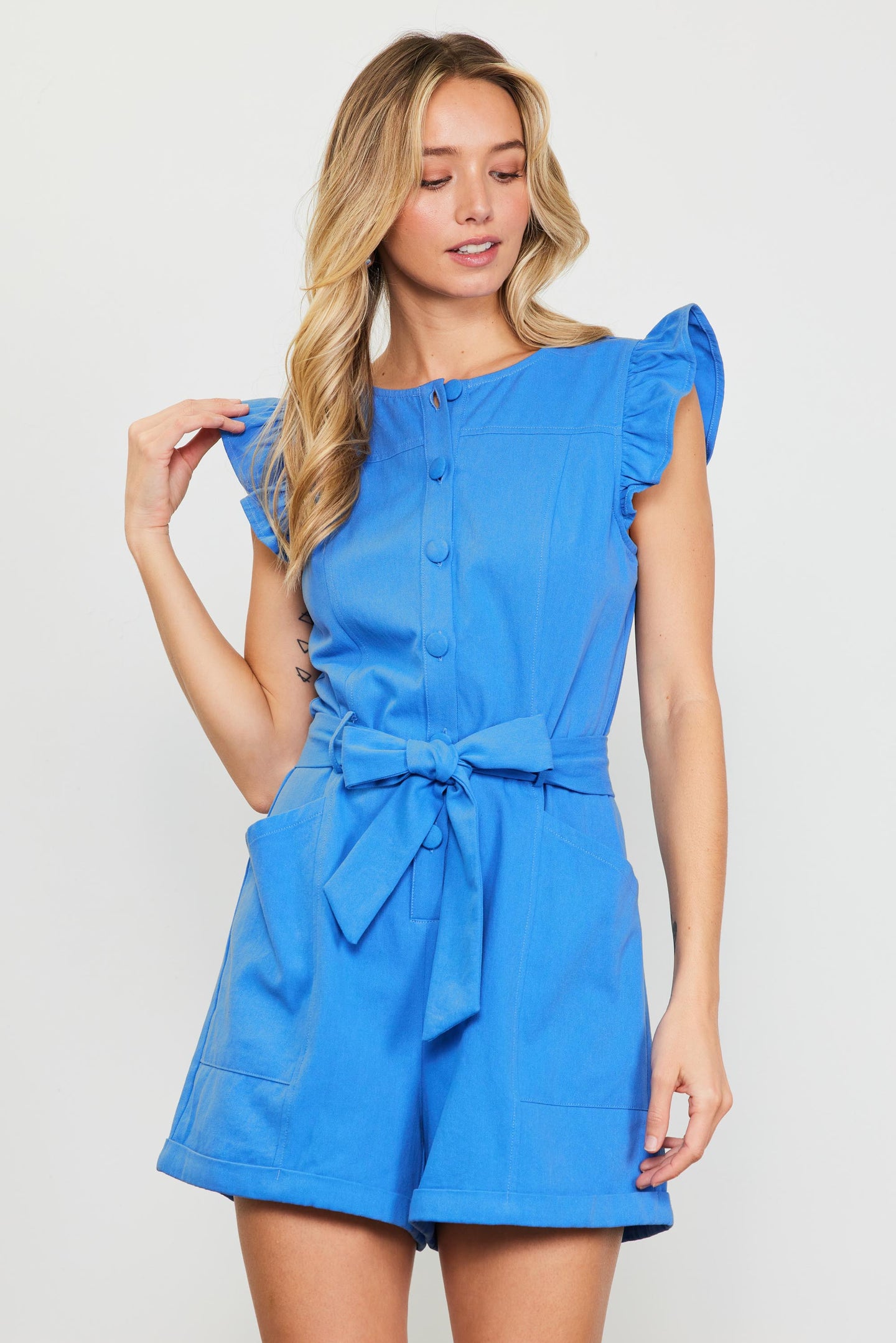 Ruffle Cap Sleeves Romper