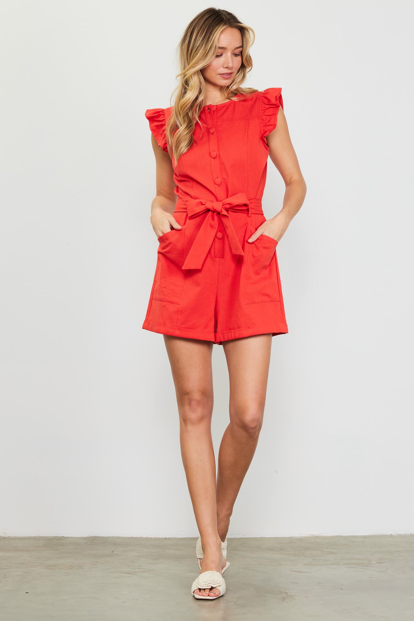 Ruffle Cap Sleeves Romper