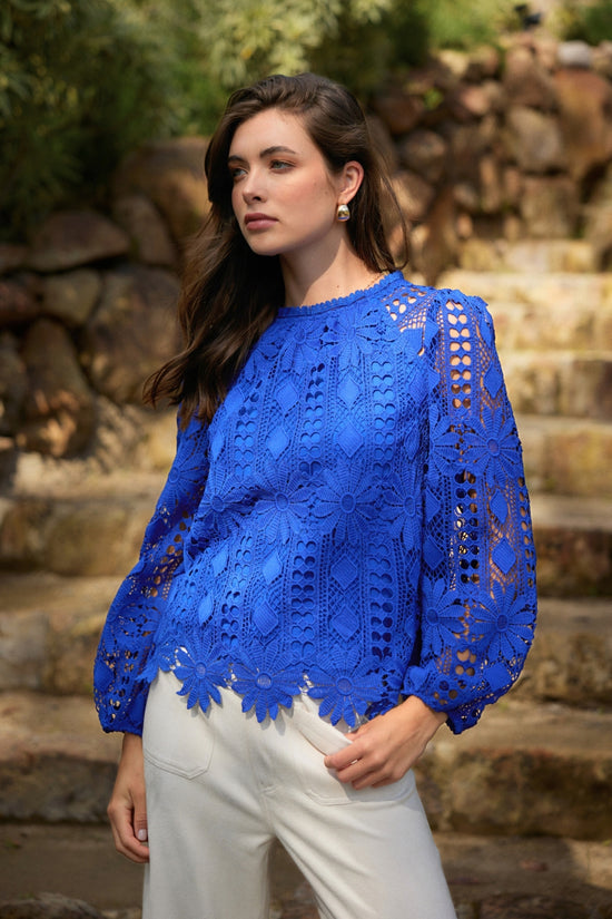 Eyelet Lace Longsleeve Blouse