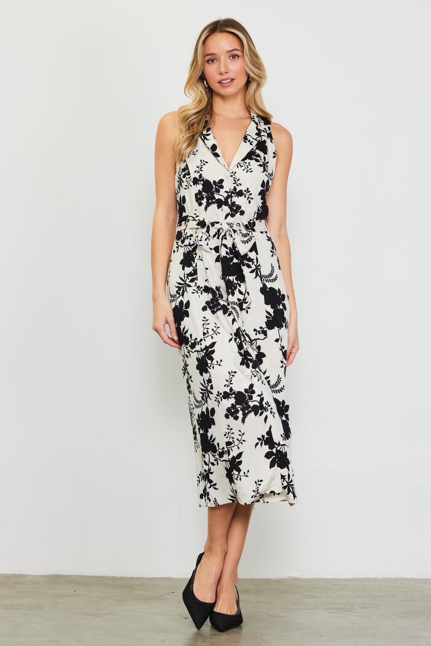 Amaya Jacquard Print Sleeveless Dress