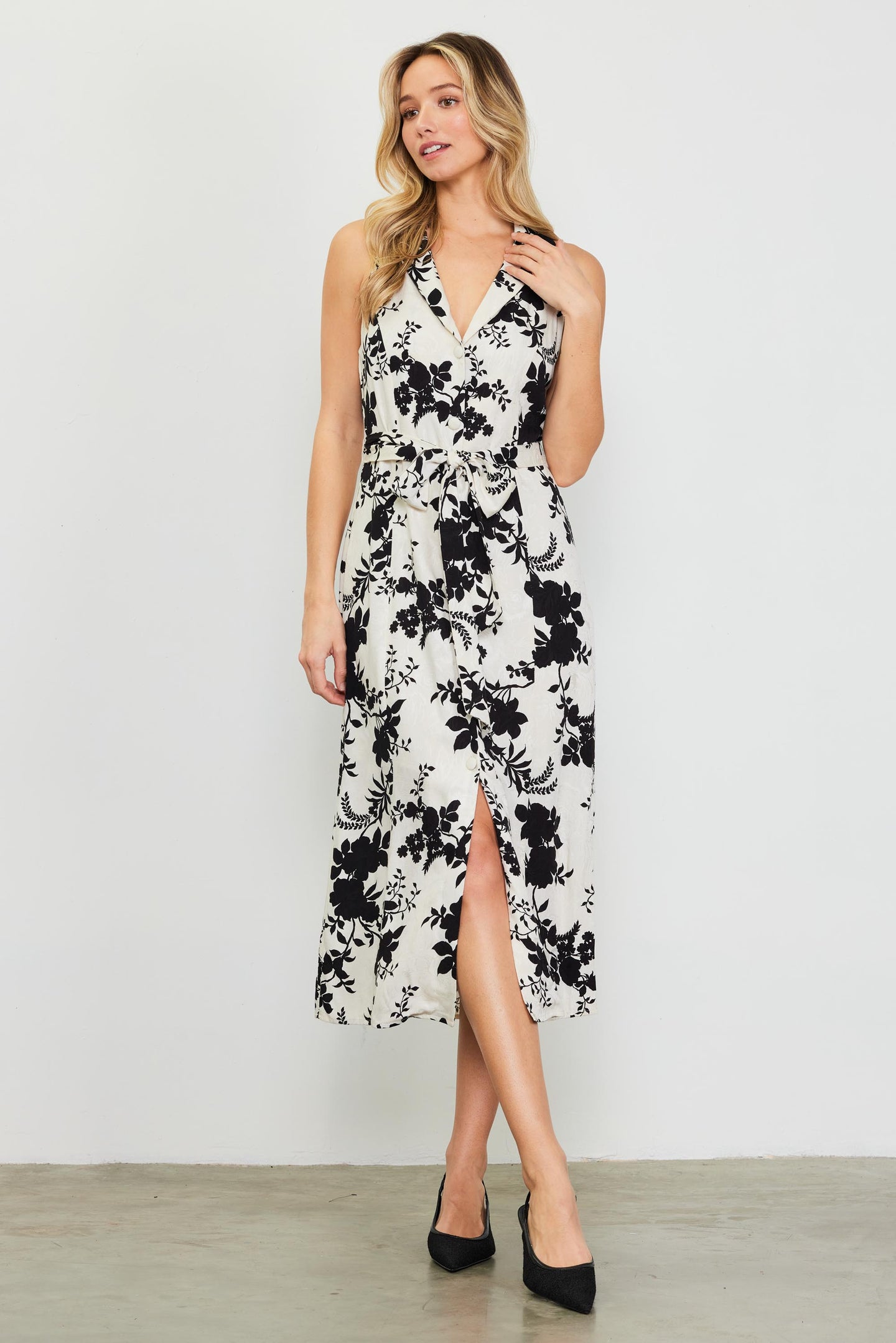 Amaya Jacquard Print Sleeveless Dress