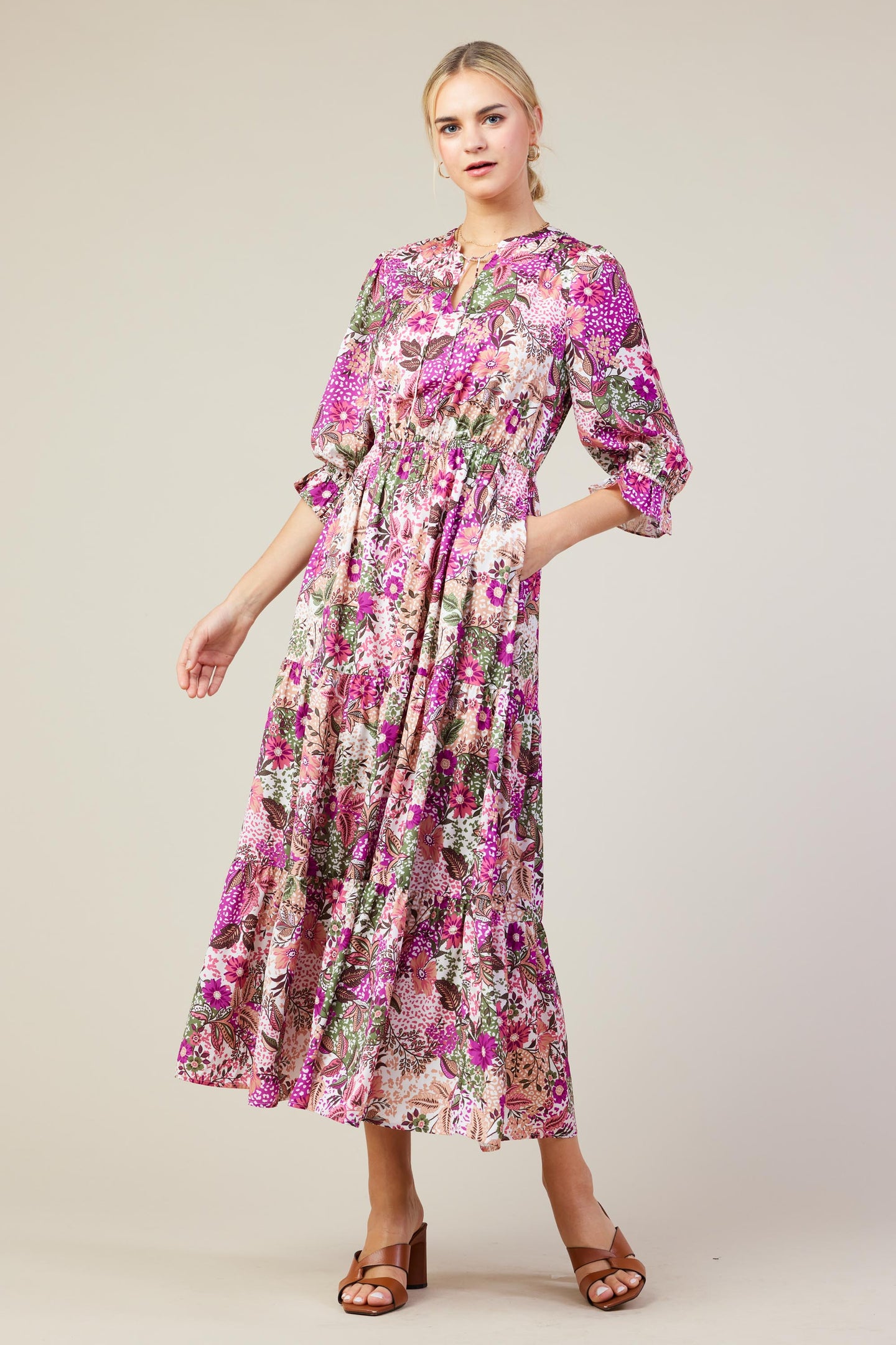 Floral Print Ruffle Maxi Dress