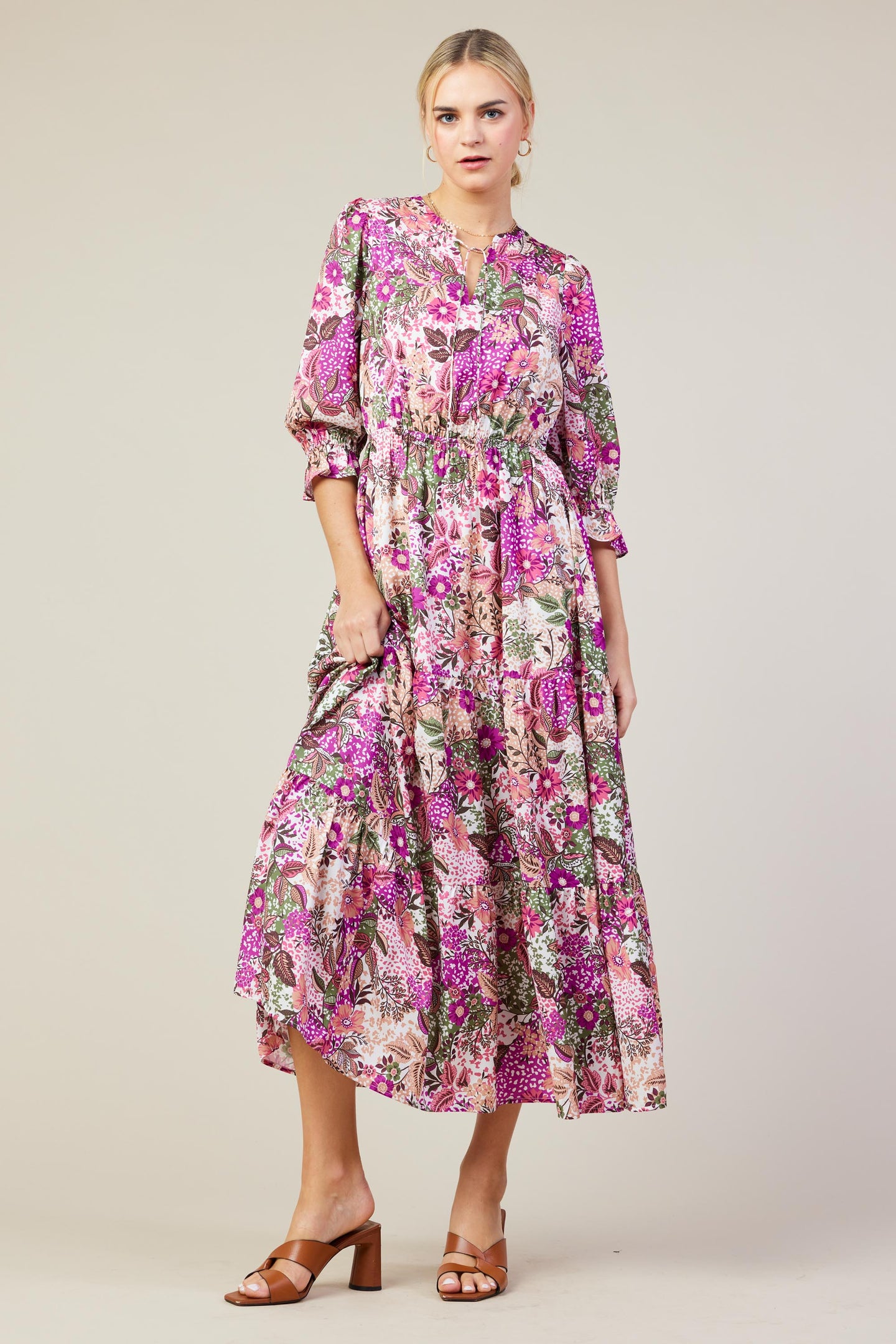 Floral Print Ruffle Maxi Dress