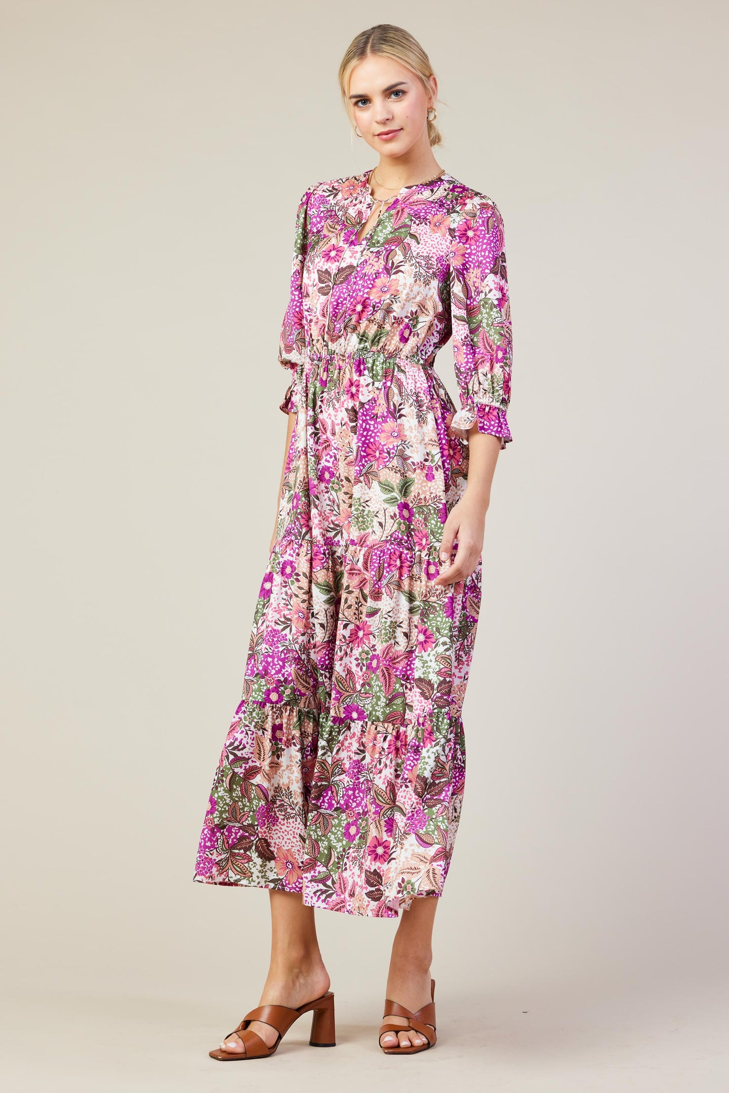 Floral Print Ruffle Maxi Dress