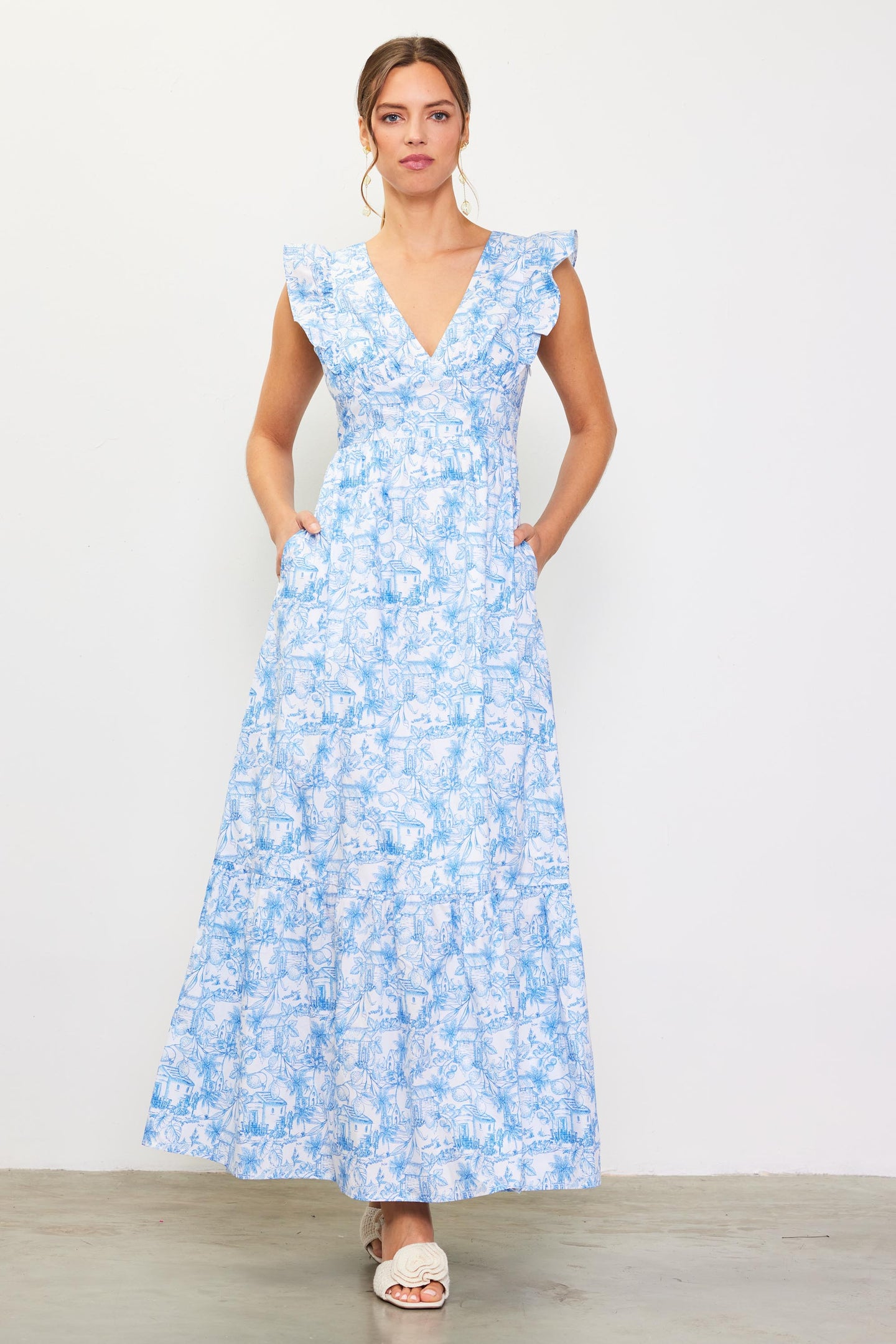 Daphne Floral Print Ruffled Maxi Dress