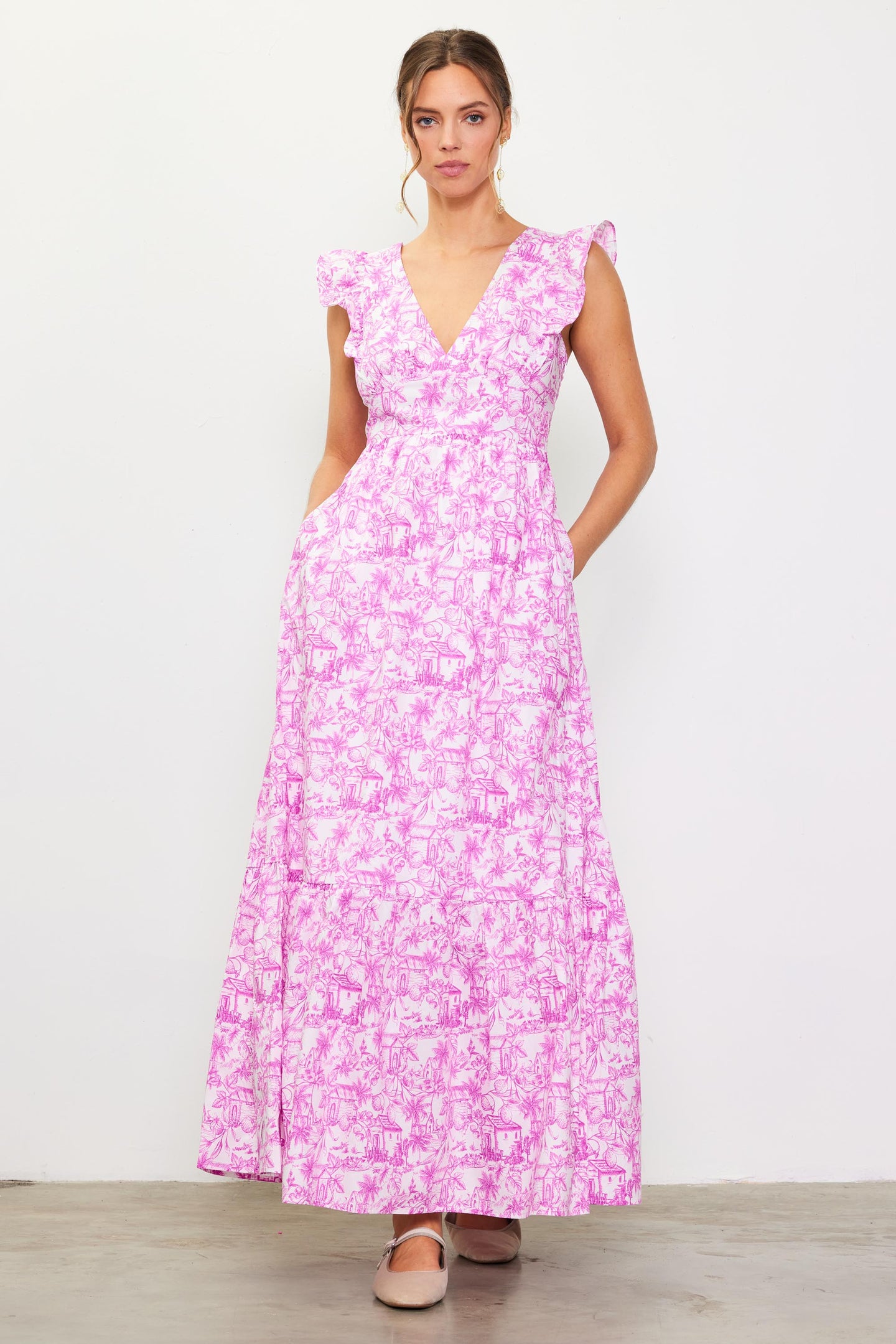 Daphne Floral Print Ruffled Maxi Dress