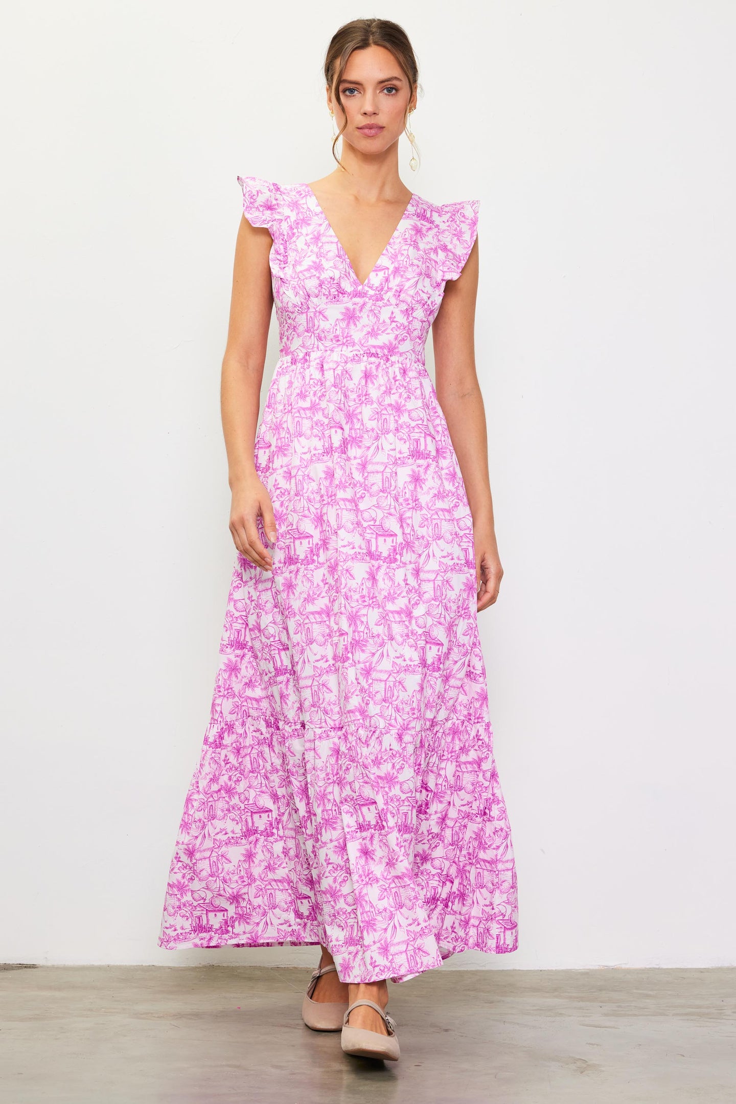 Daphne Floral Print Ruffled Maxi Dress