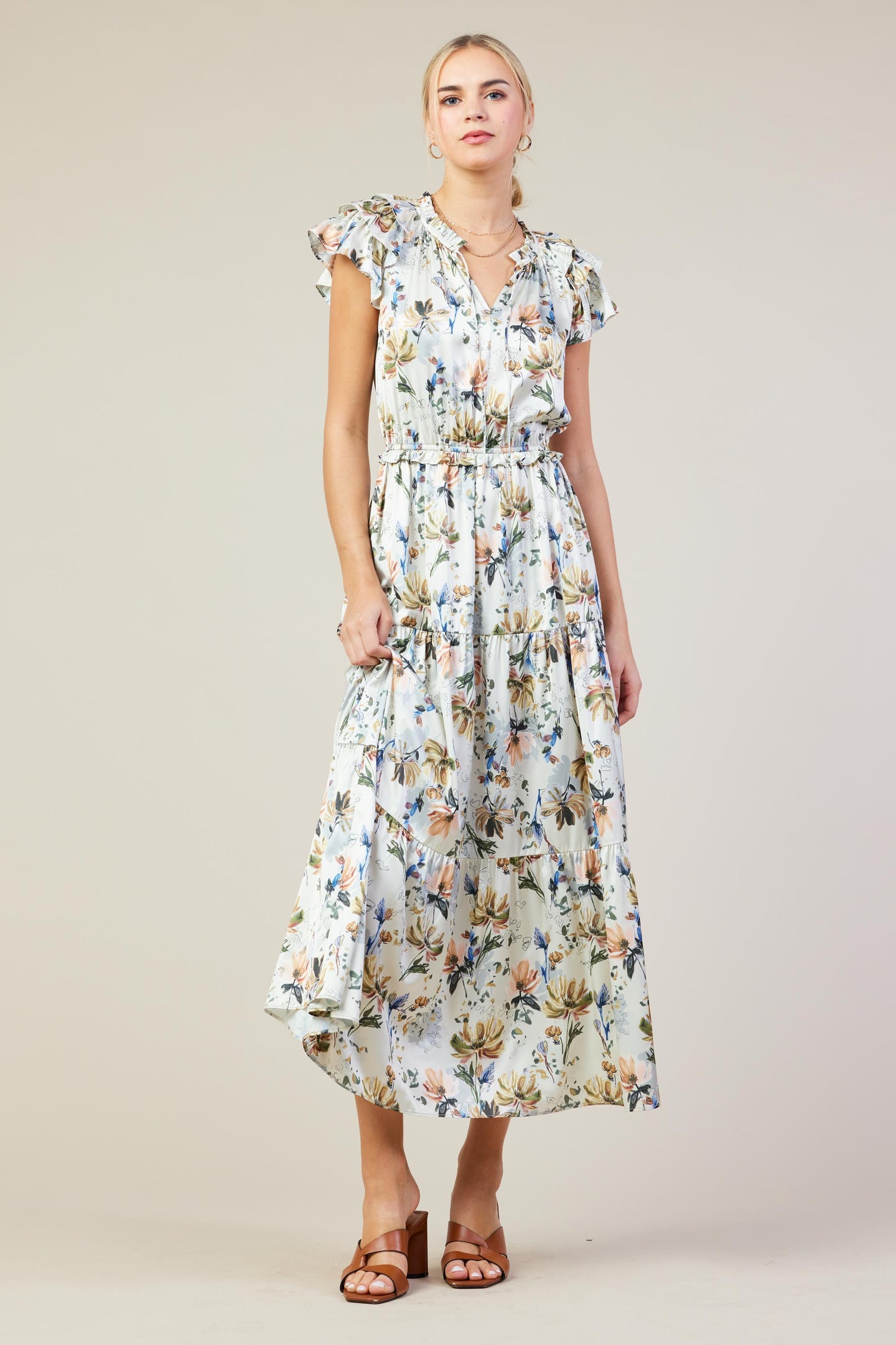 Amani Floral Print Sleeveless Maxi Dress