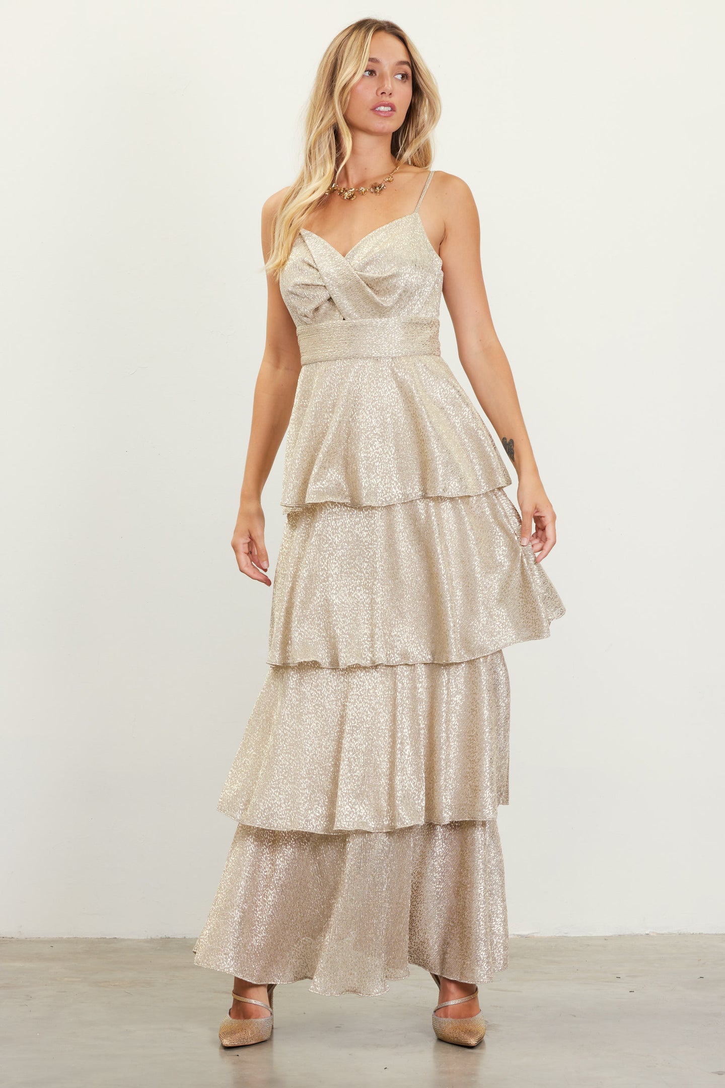 Lurex Tiered Maxi Dress