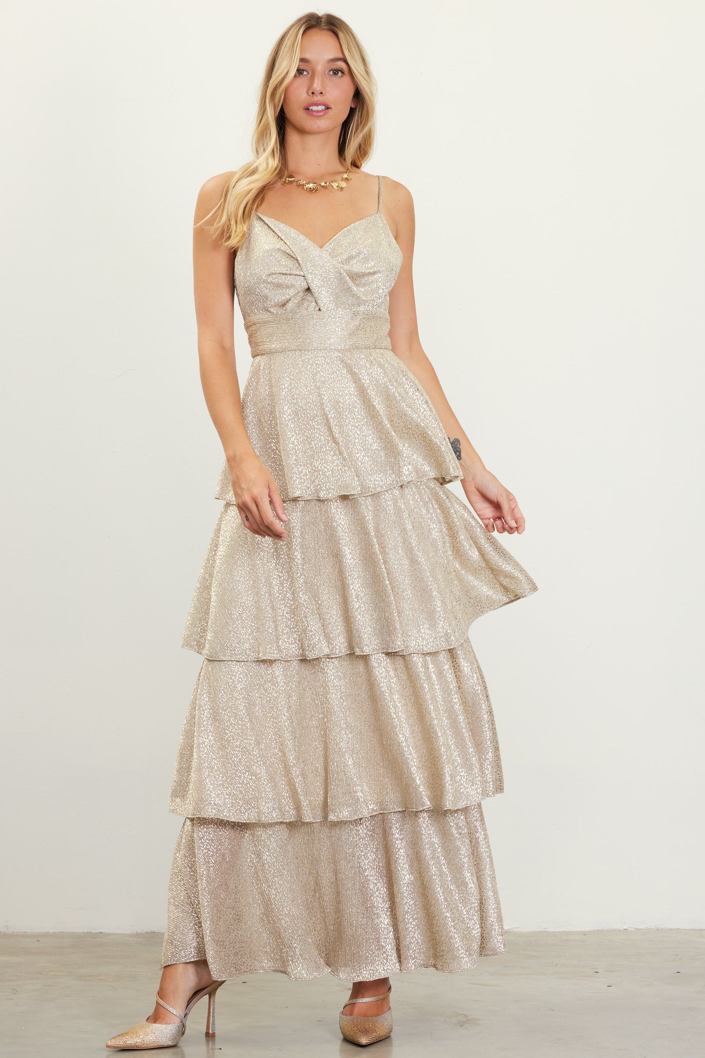 Lurex Tiered Maxi Dress