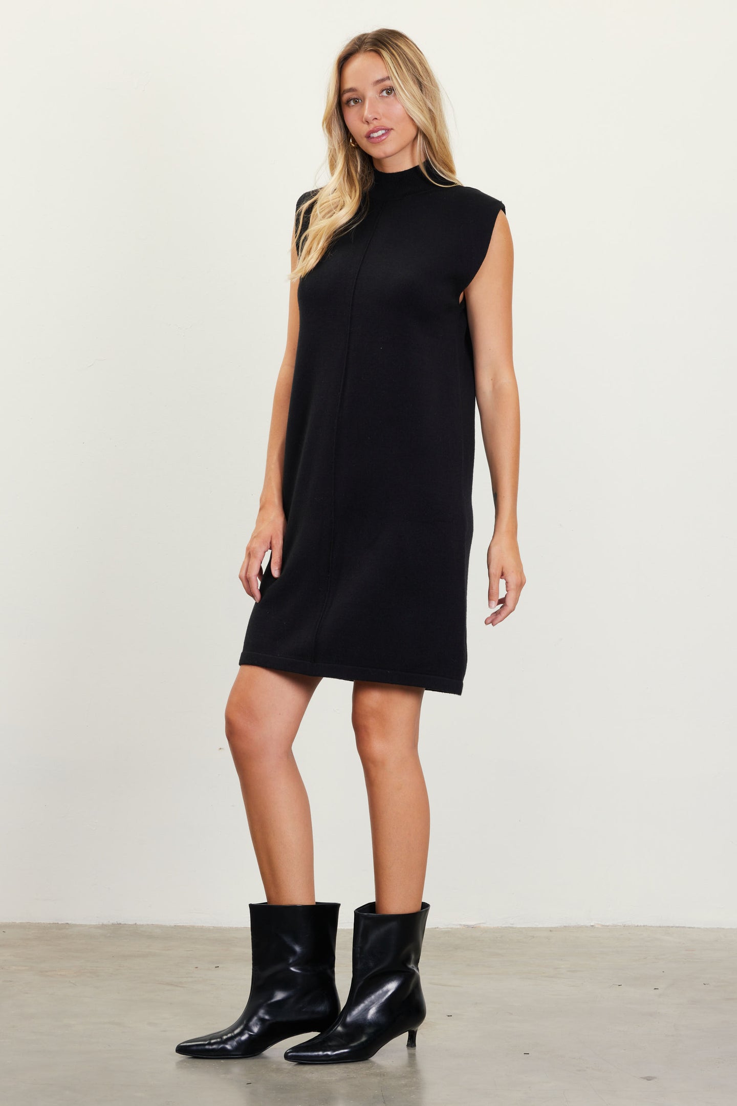 Mock Neck Sleeveless Knit Dress