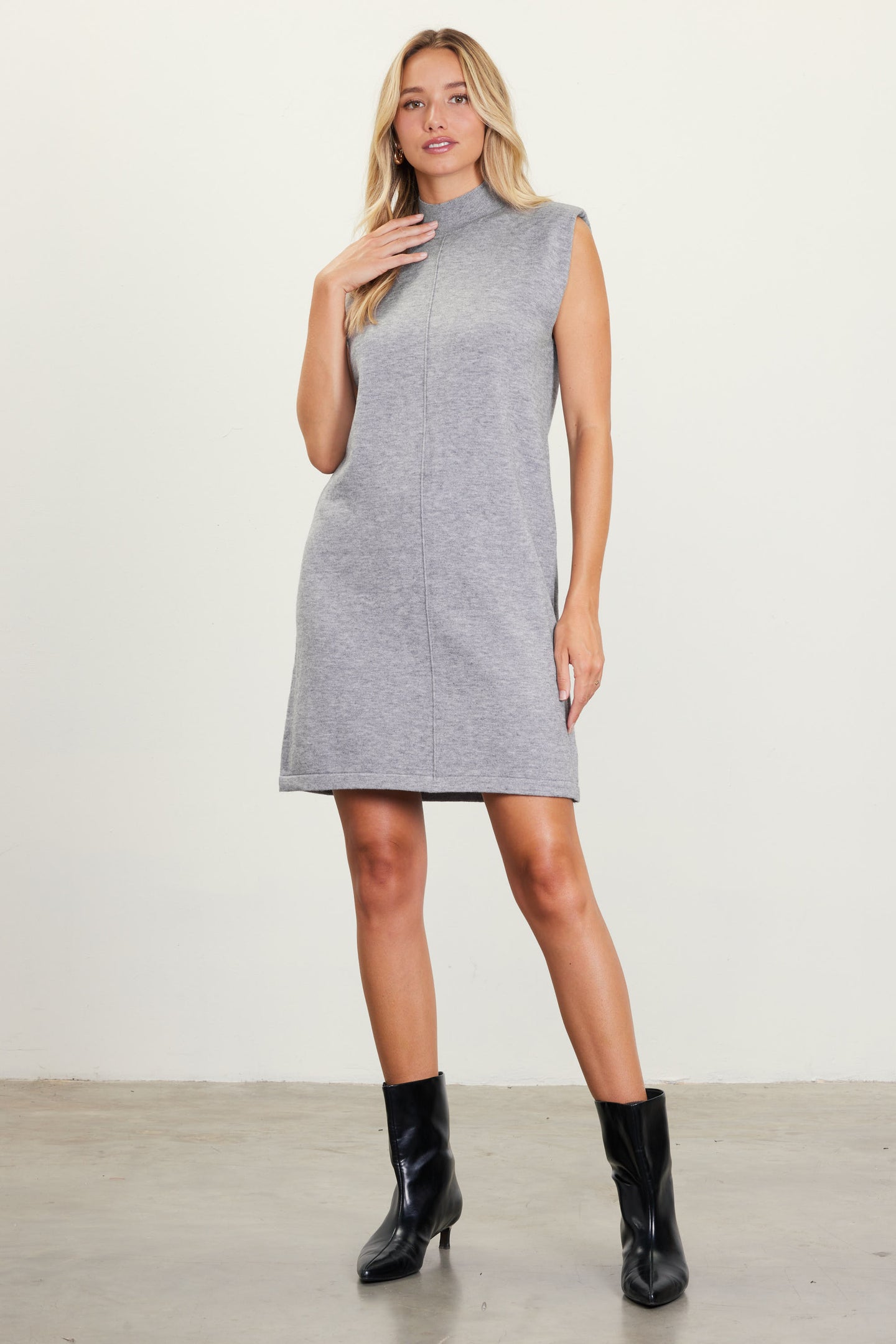 Mock Neck Sleeveless Knit Dress