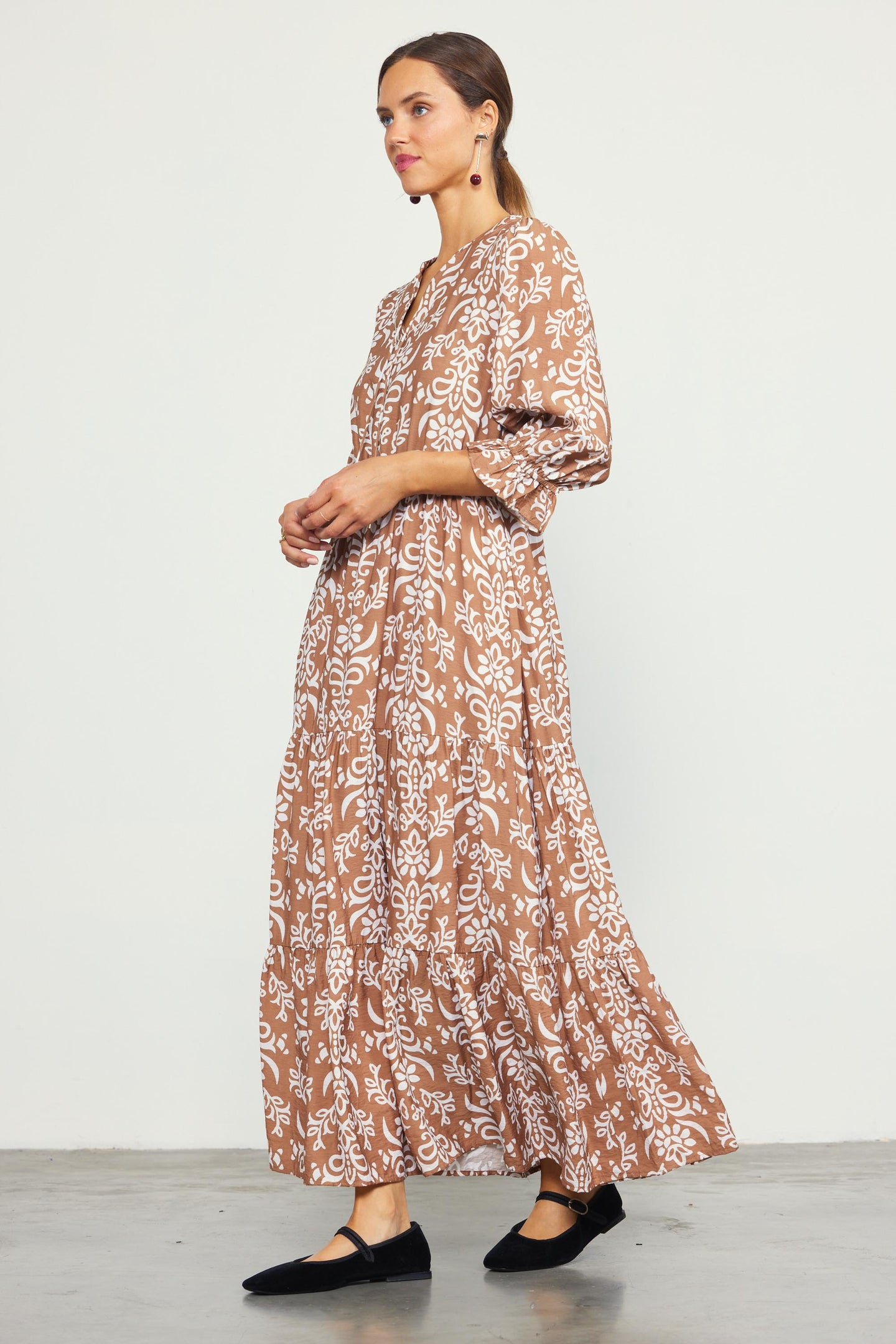 Skye Split Neck Ruffle Maxi Dress