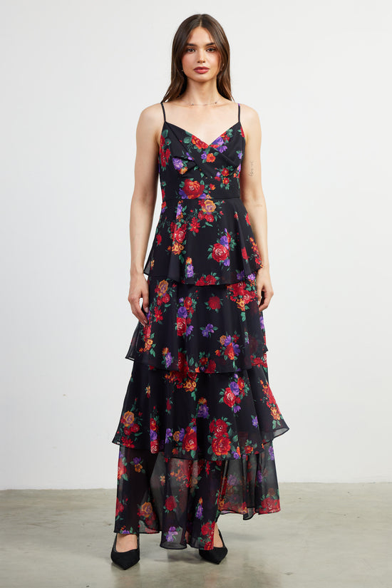 Mel Floral Print Tiered Maxi Dress