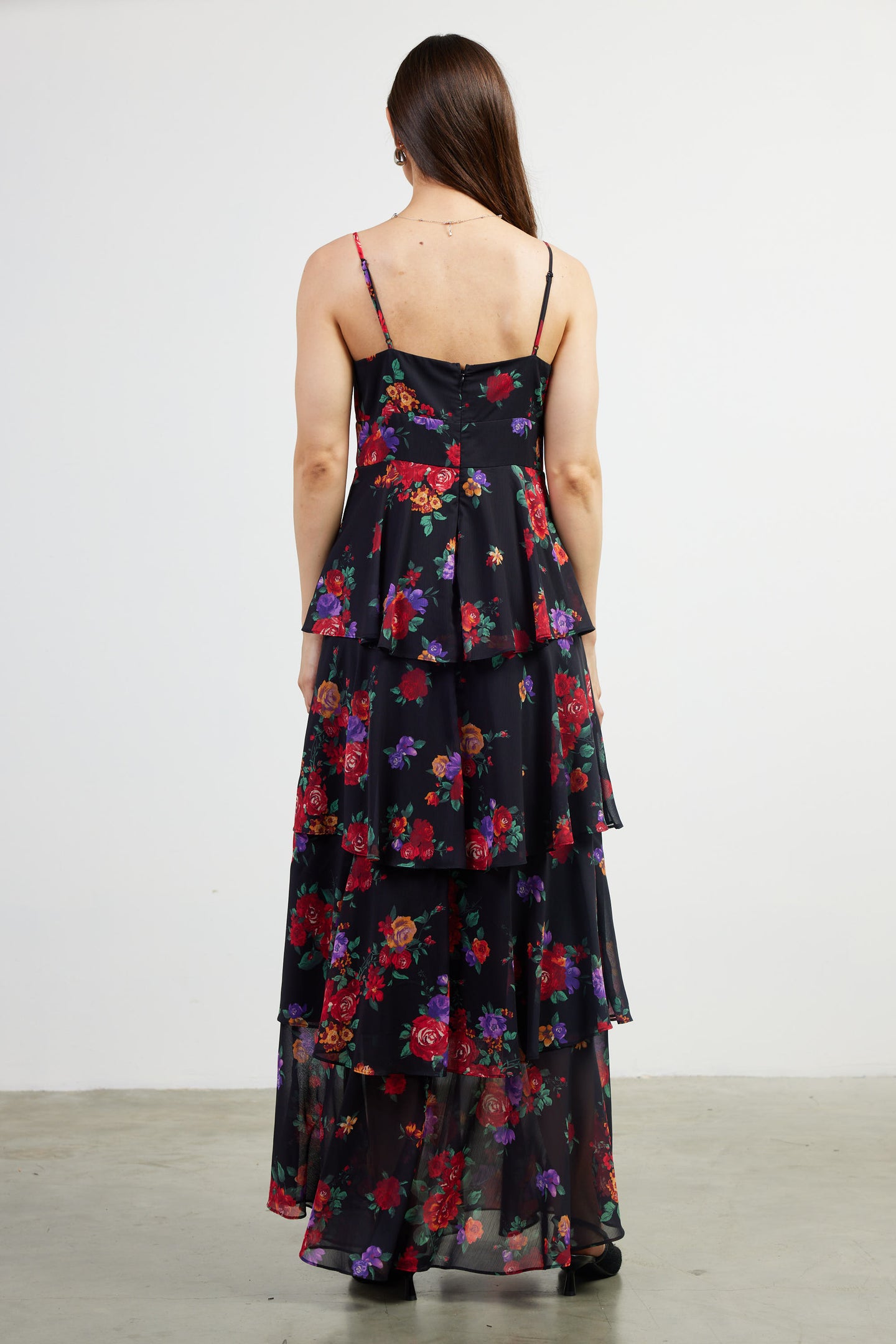 Mel Floral Print Tiered Maxi Dress