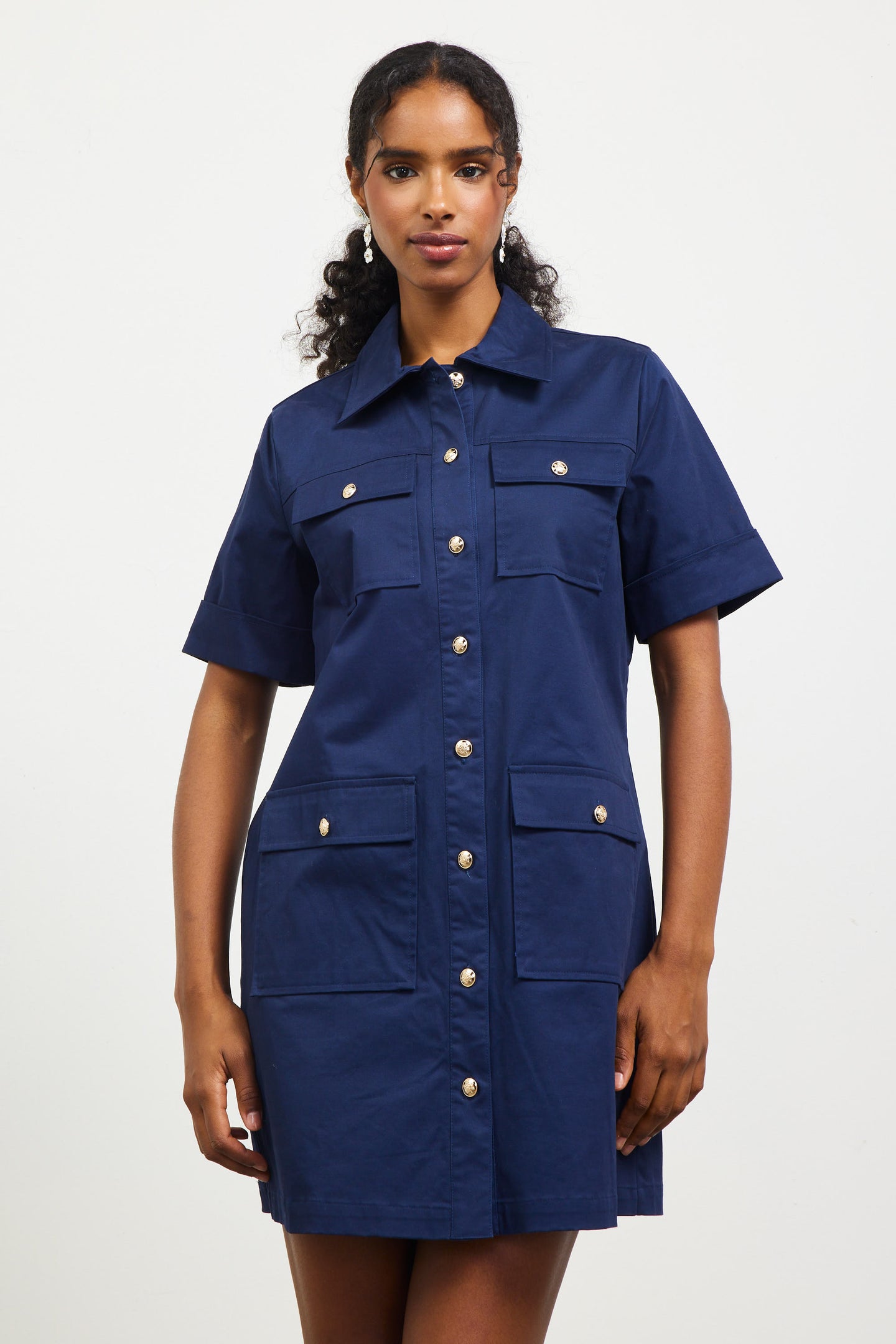 Nautical Detail Buttoned Shirt Dress